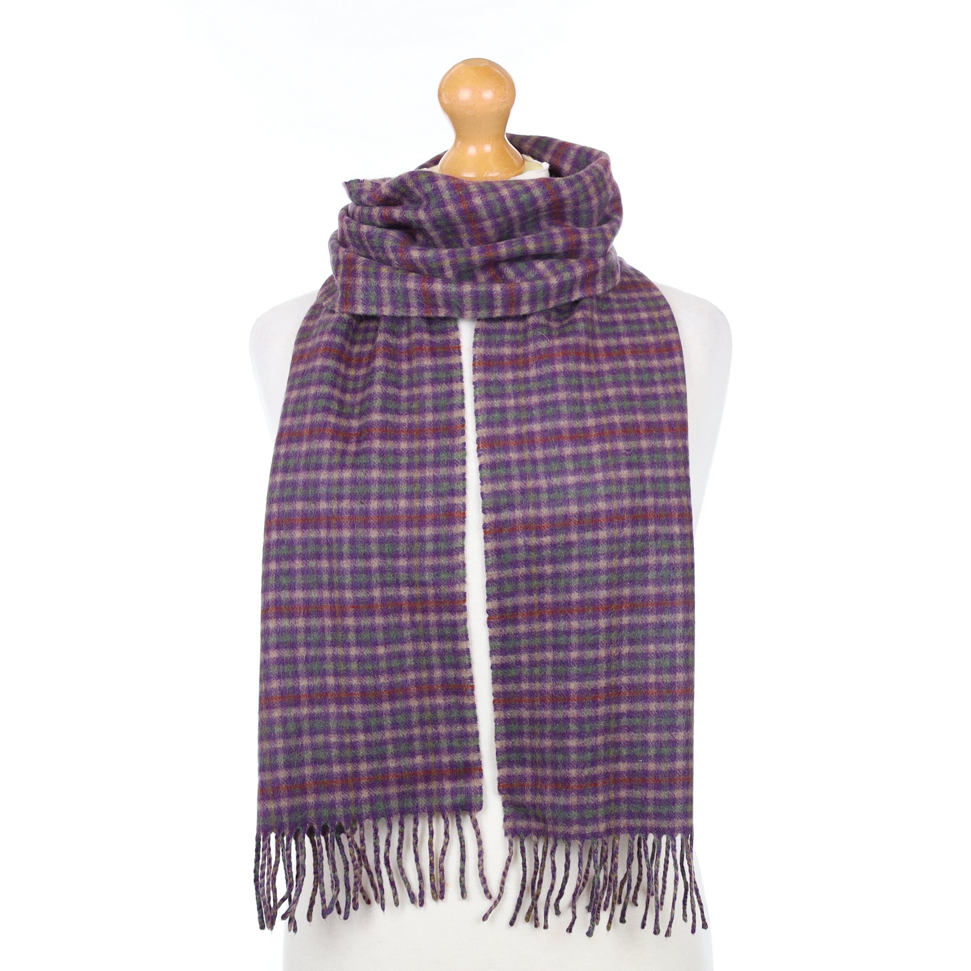 Scottish Blueberry Purple Checked Cashmere Woven Scarf