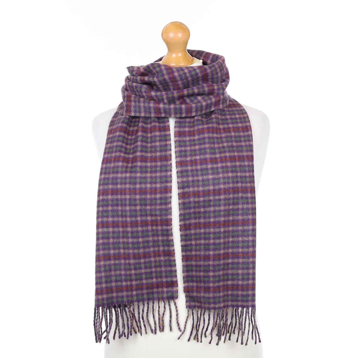 Scottish Blueberry Purple Checked Cashmere Woven Scarf