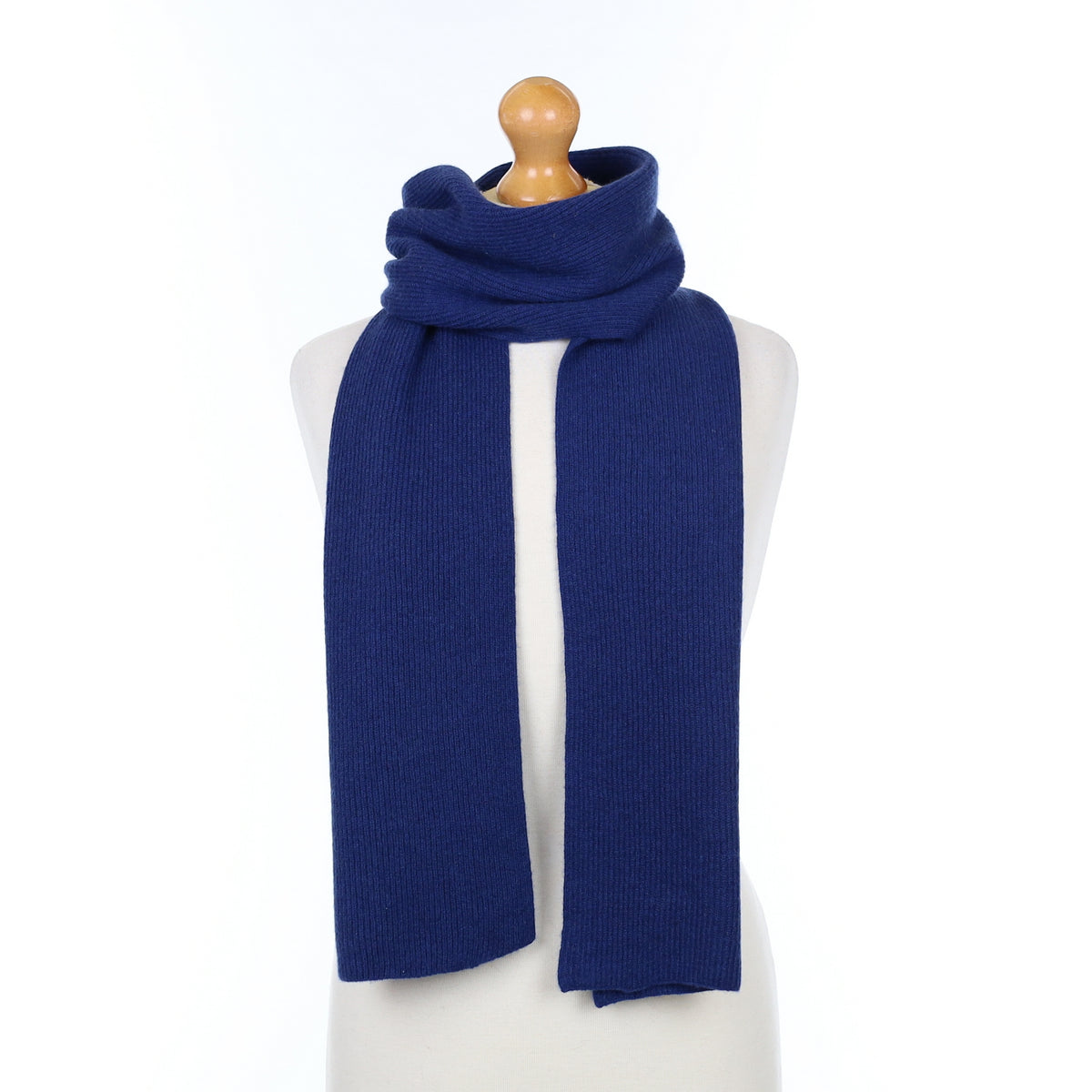 Brand New French Navy Cashmere Rib Knitted Scarf
