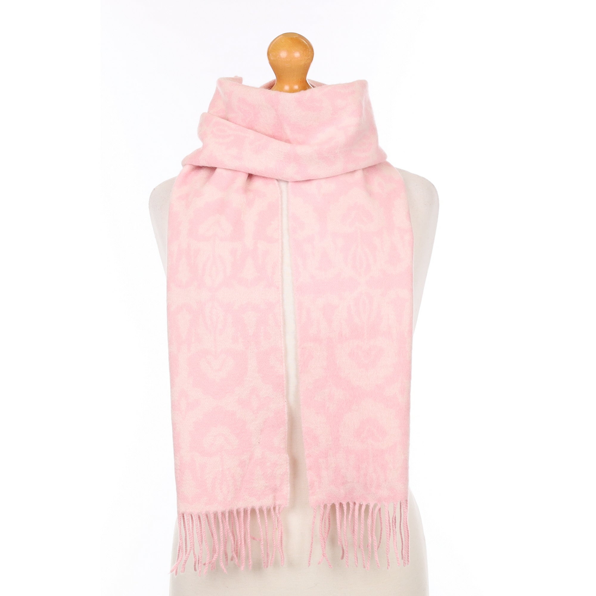 Scottish Carnation Pink Patterned Cashmere Woven Scarf
