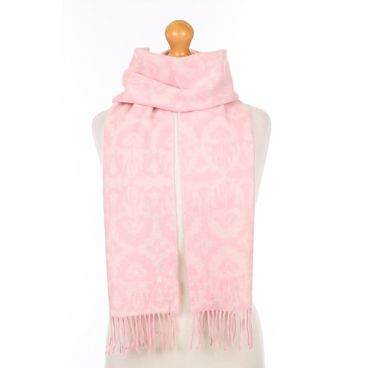 Scottish Carnation Pink Patterned Cashmere Woven Scarf