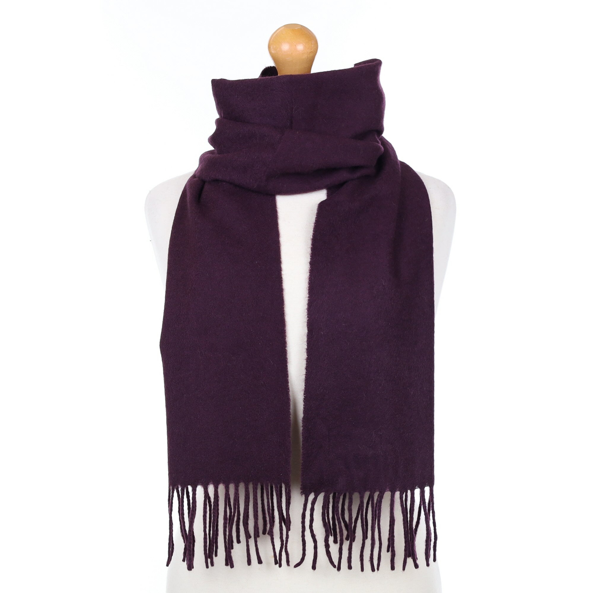 Italian Deep Blueberry Purple Cashmere Woven Scarf