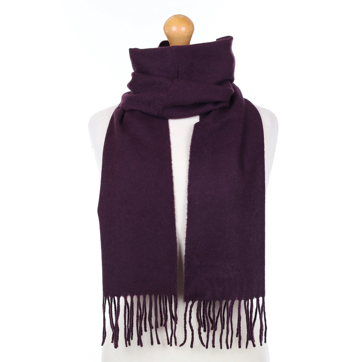 Italian Deep Blueberry Purple Cashmere Woven Scarf