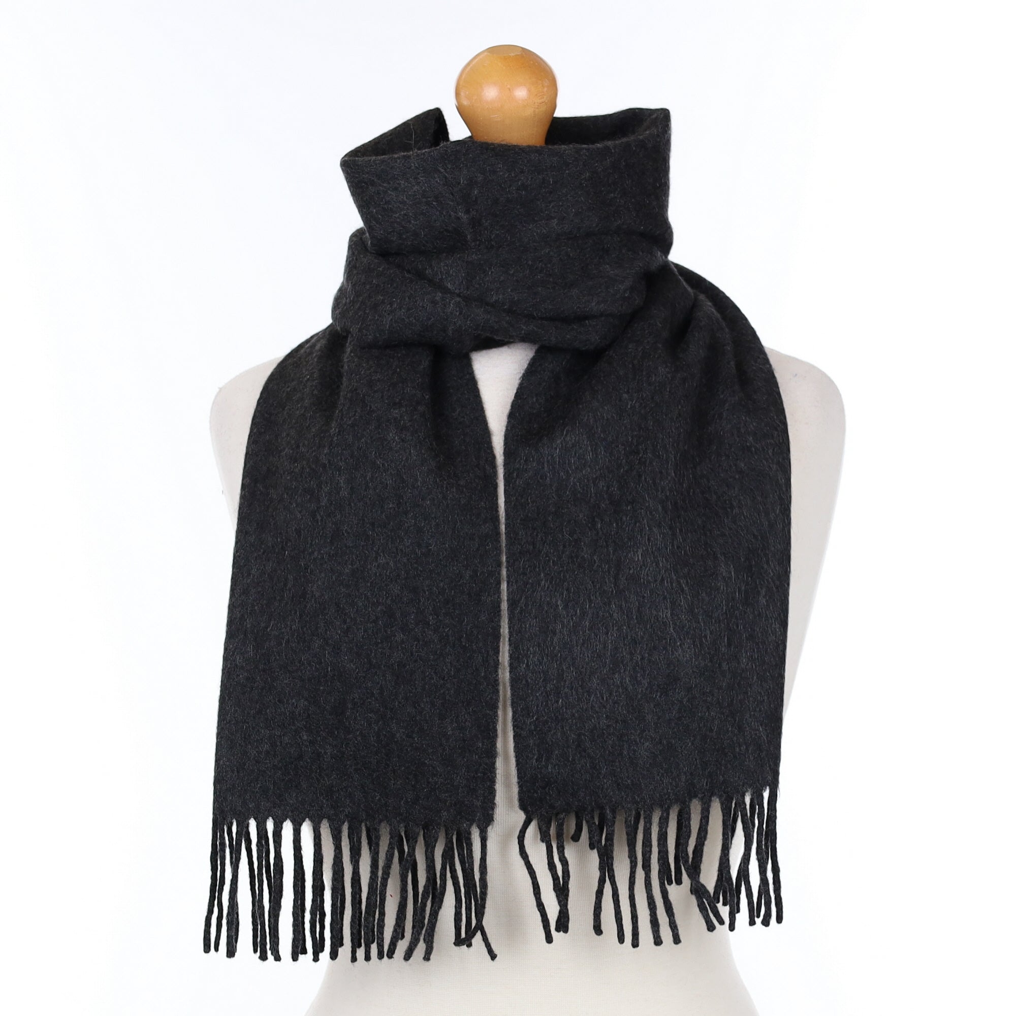 Darkest Grey Cashmere Woven Scarf