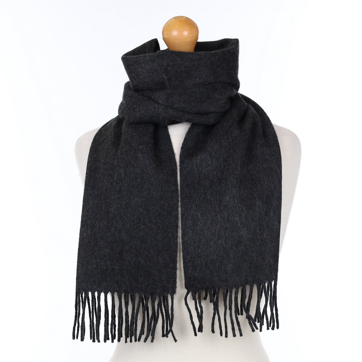 Darkest Grey Cashmere Woven Scarf