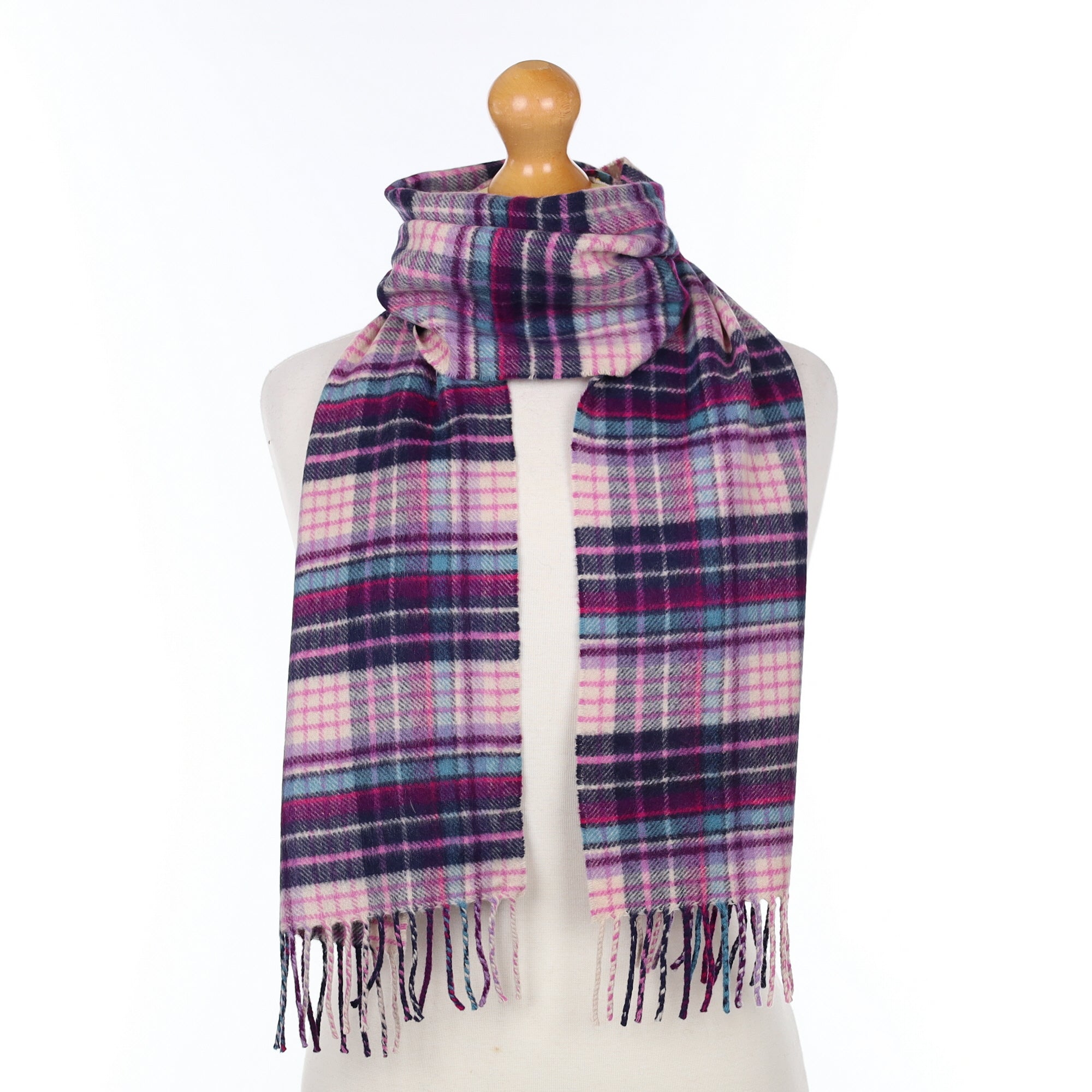 Scottish Mixed Purple Plaid Cashmere Woven Scarf