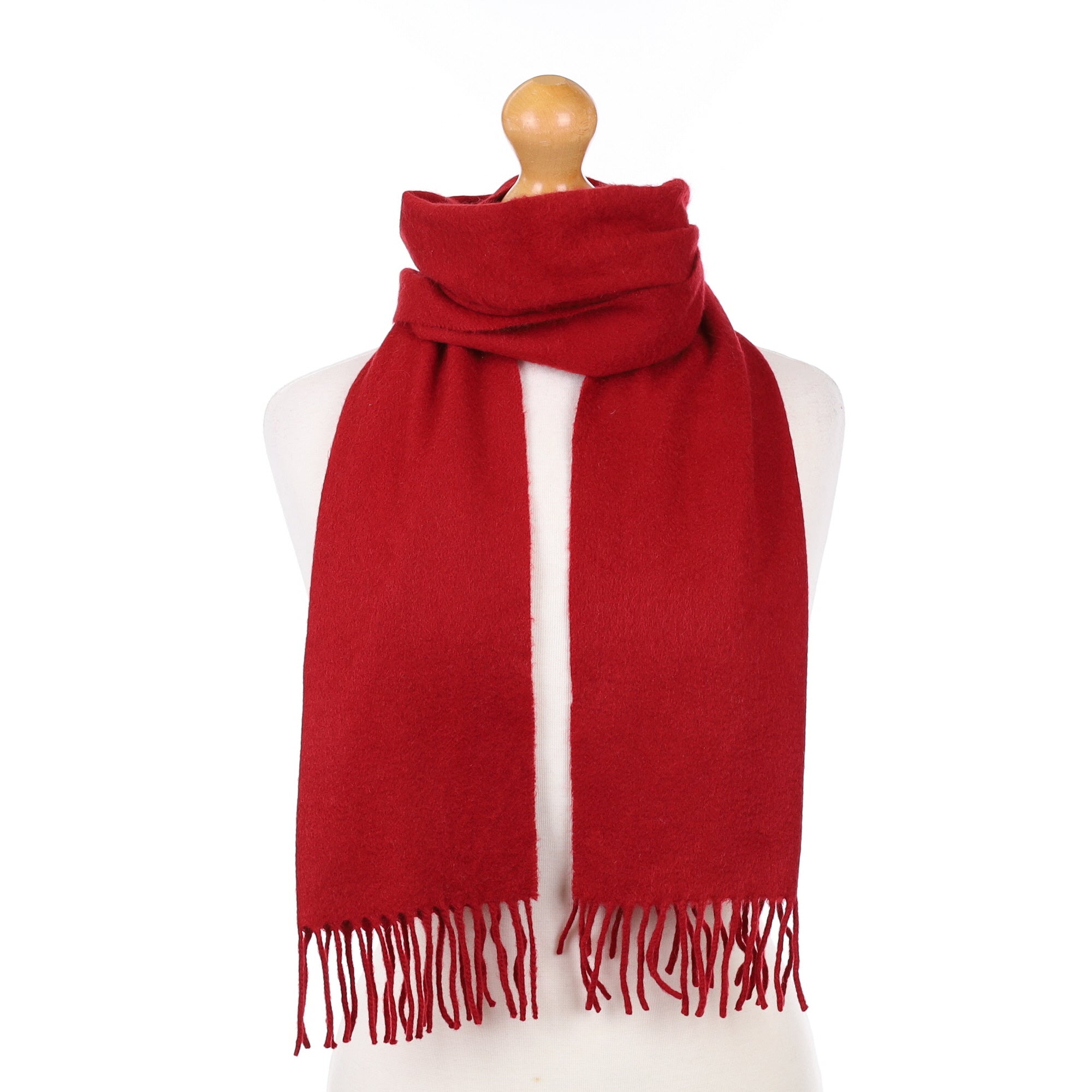 Crimson Red Cashmere Woven Scarf