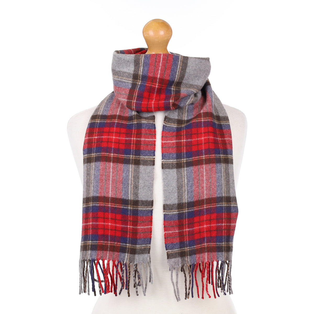 Post Box Red Checked Cashmere Woven Scarf
