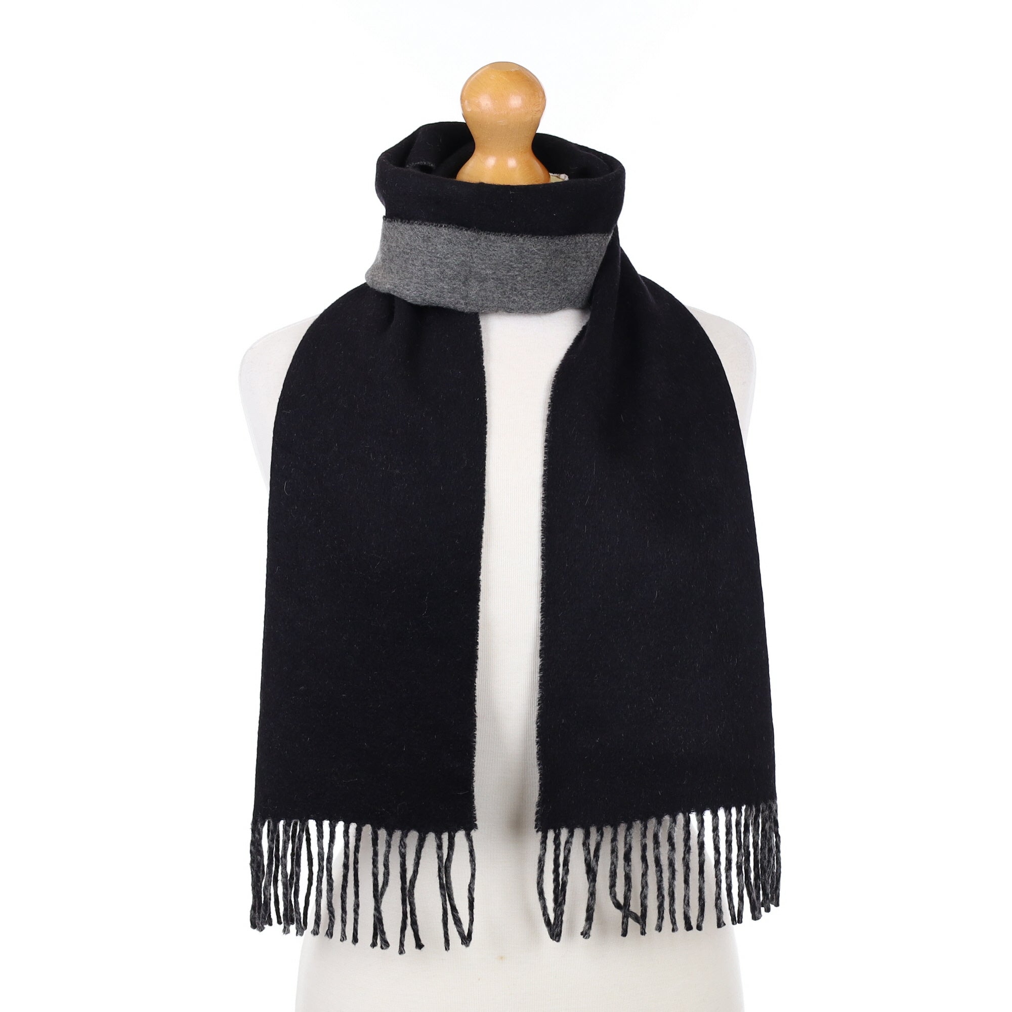 Slate Grey and Black Cashmere Woven Scarf
