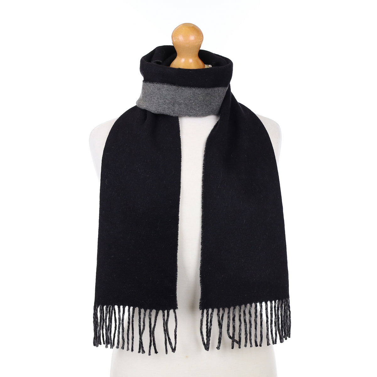 Slate Grey and Black Cashmere Woven Scarf