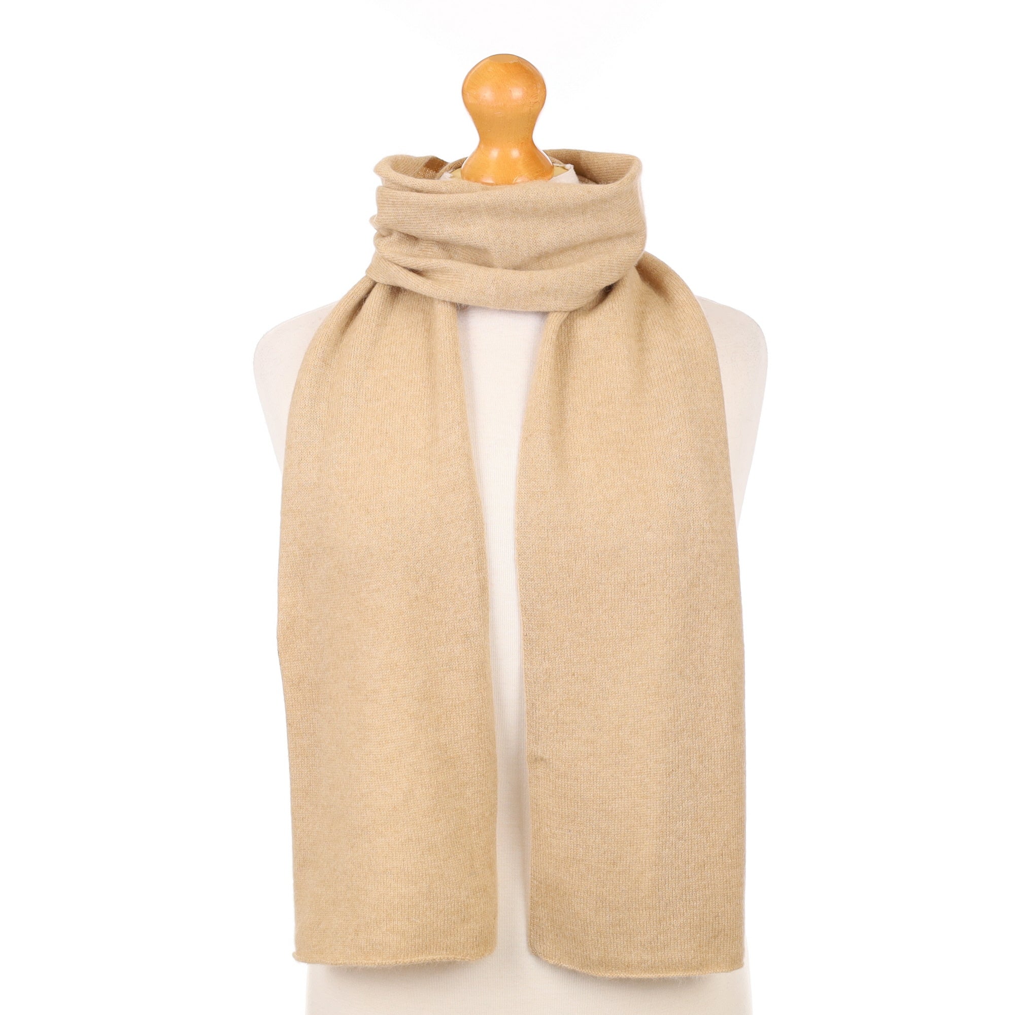 Biscuit Beige Cashmere Knitted Scarf