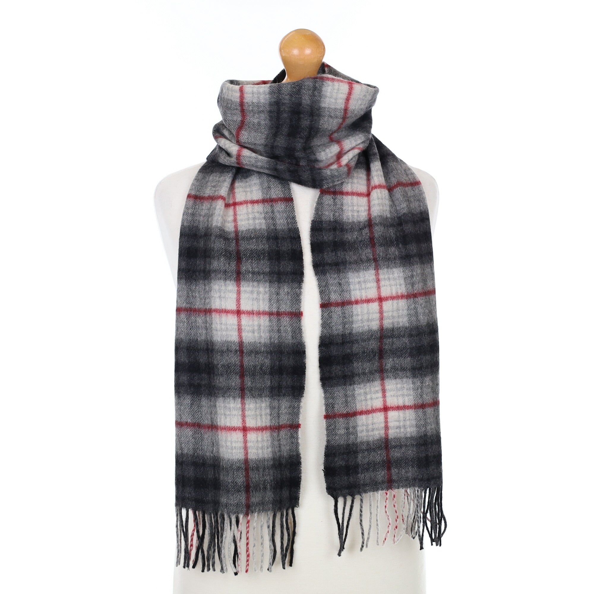 Grey Checked Cashmere Woven Scarf