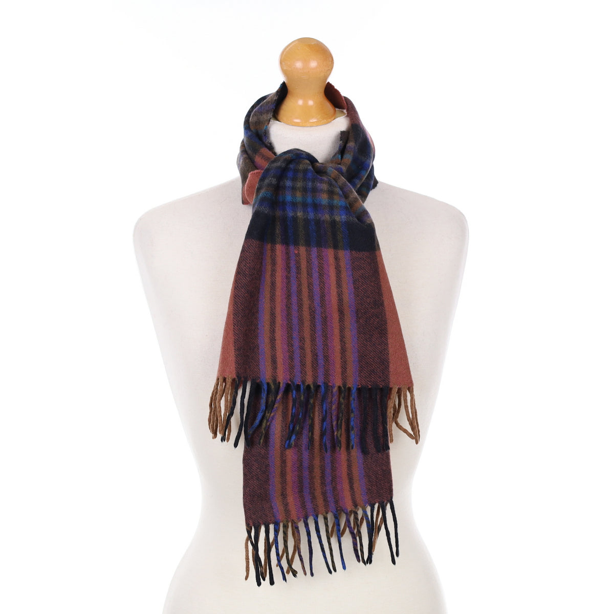 Multi-Coloured Striped Cashmere Woven Scarf