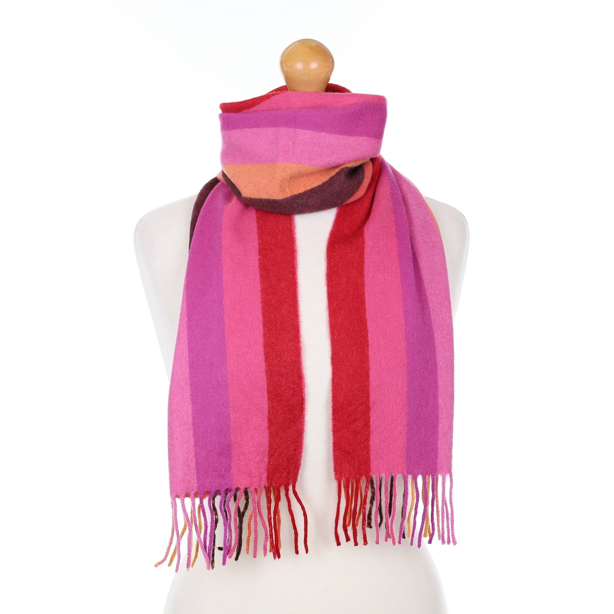Pink Striped Cashmere Woven Scarf