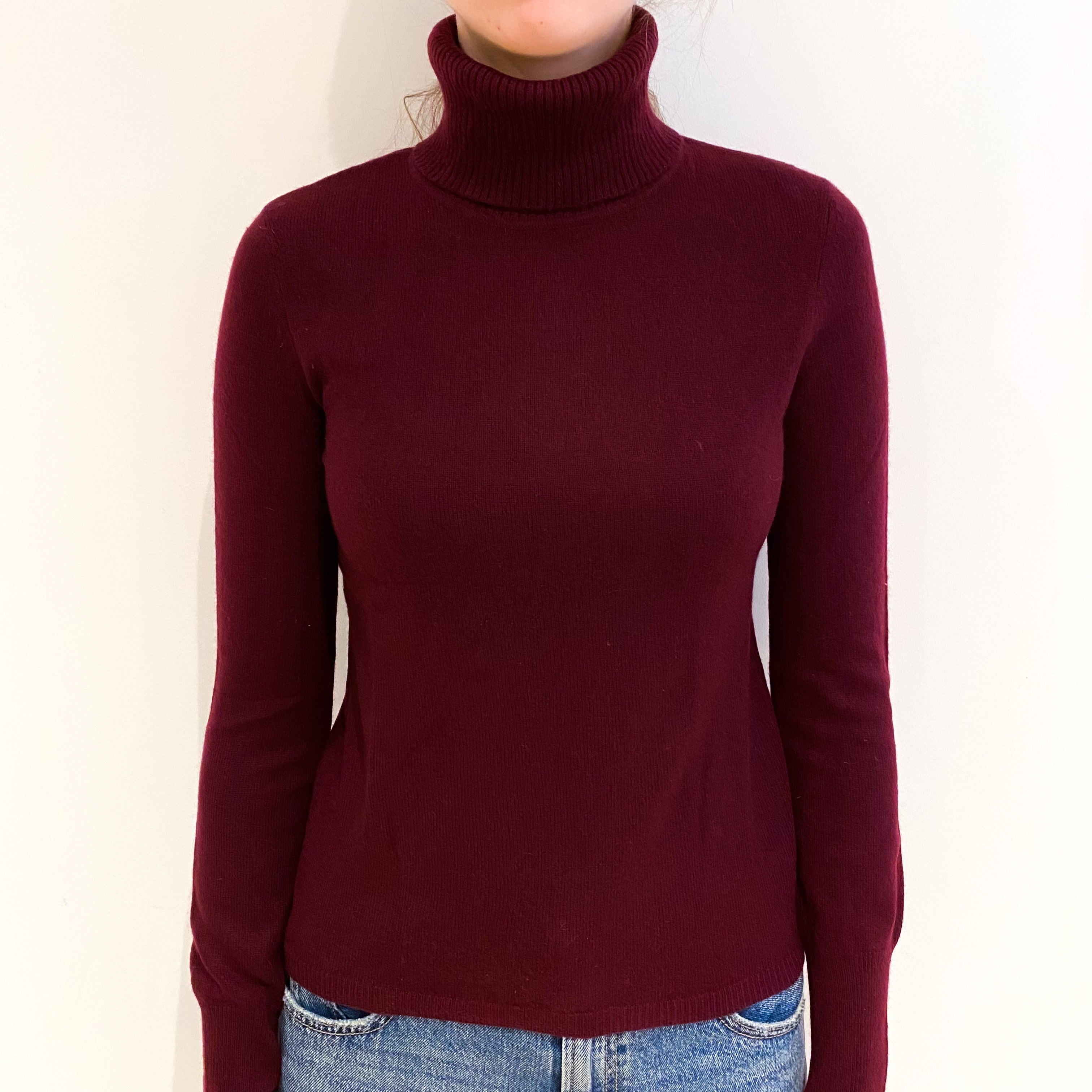 Mulberry Purple Cashmere Polo Neck Jumper Extra Small