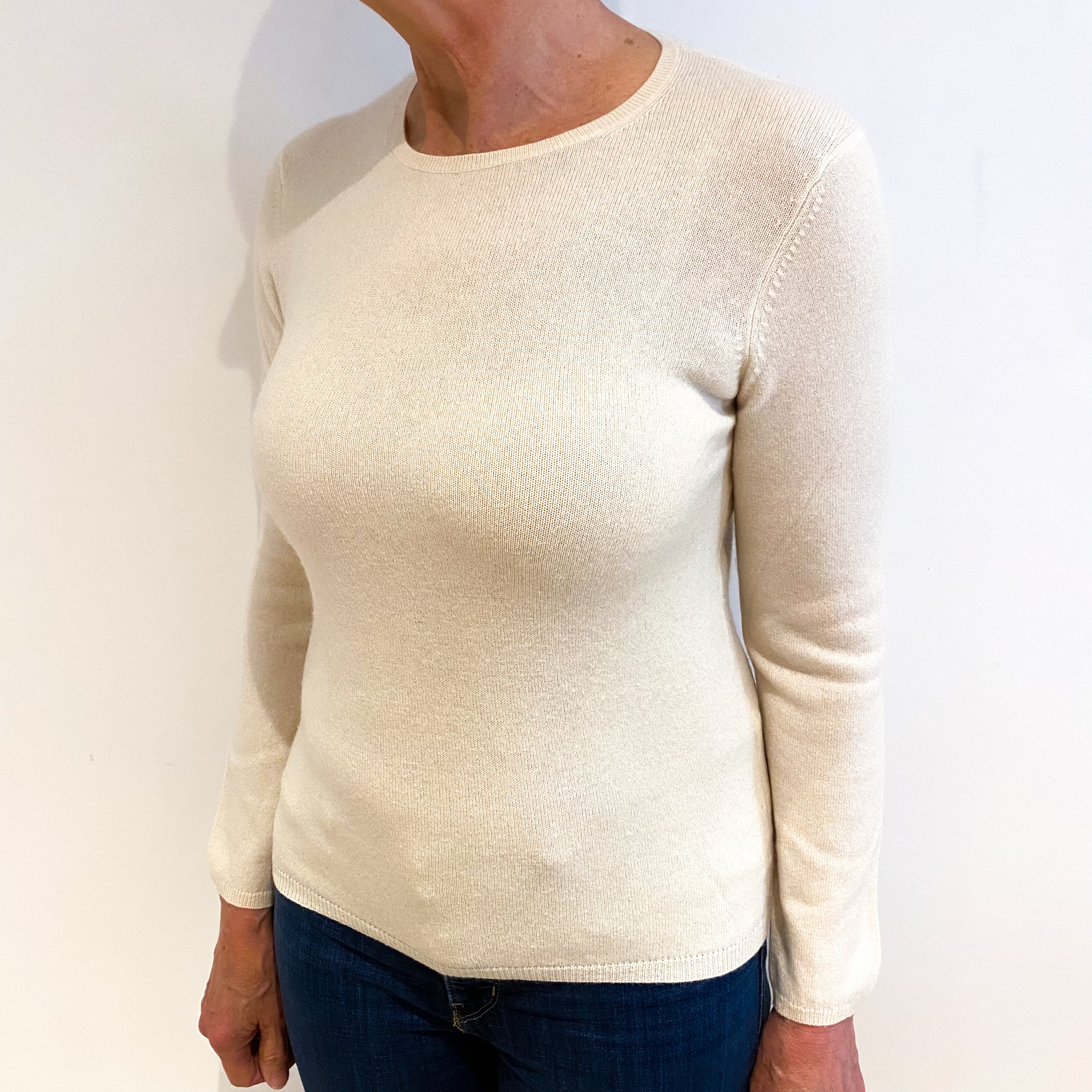 Vanilla Cream Cashmere Crew Neck Jumper Medium