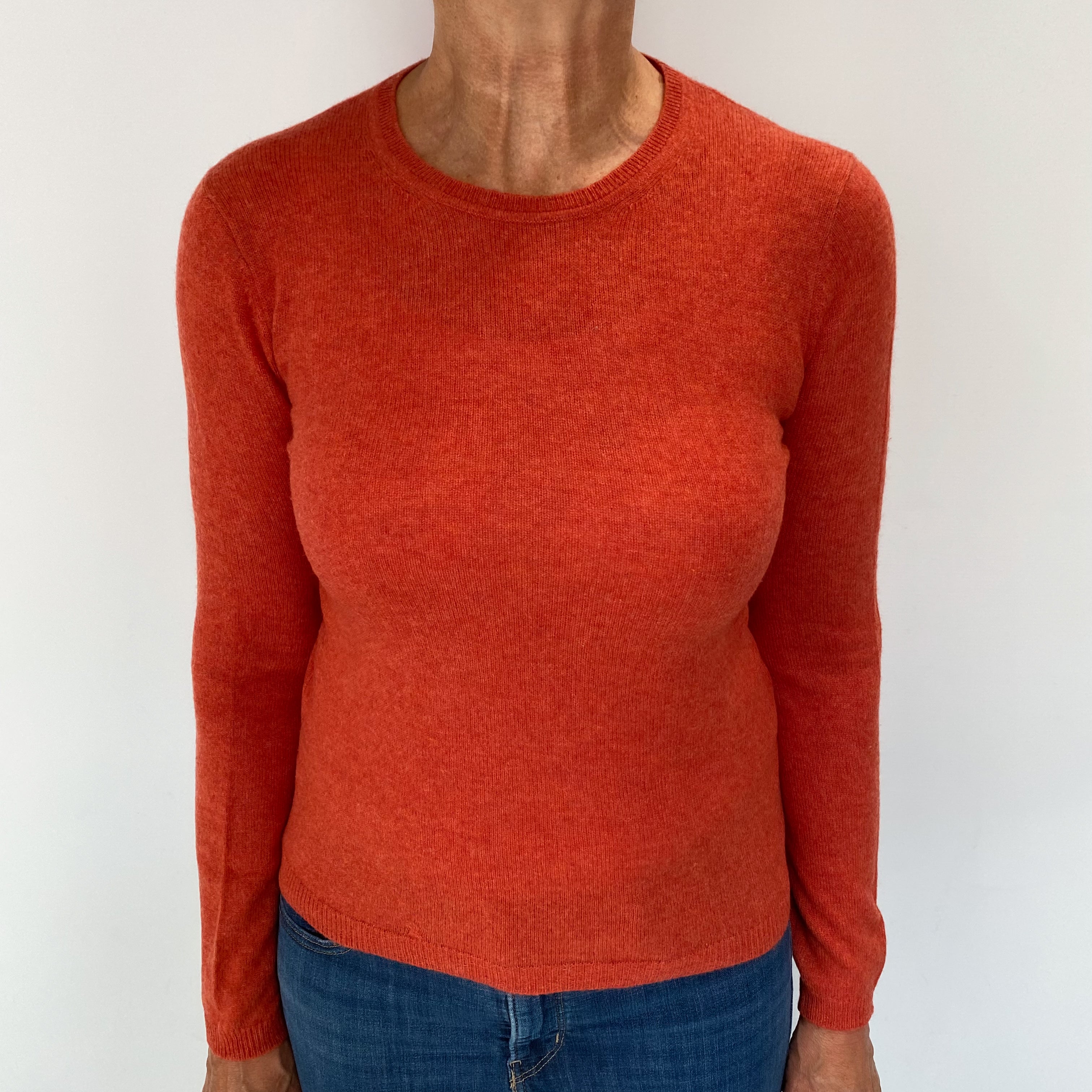 Burnt Orange Cashmere Crew Neck Jumper Medium