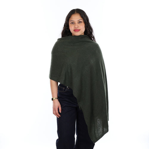 Brand New Khaki Green Recycled Cashmere Wrap