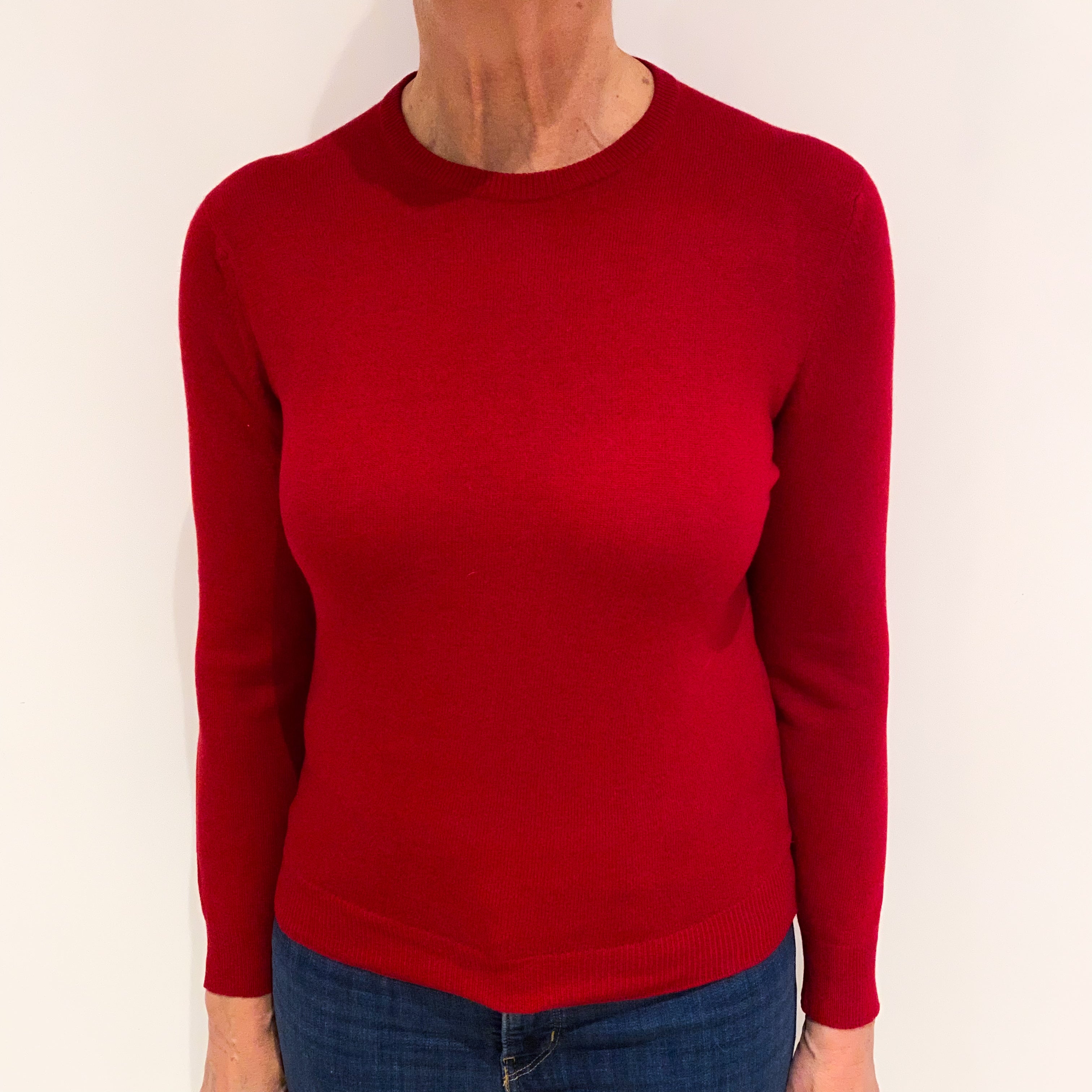 Post Box Red Cashmere Crew Neck Jumper Medium