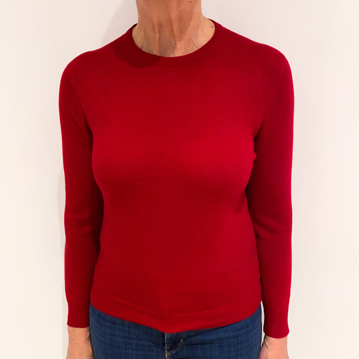 Post Box Red Cashmere Crew Neck Jumper Medium