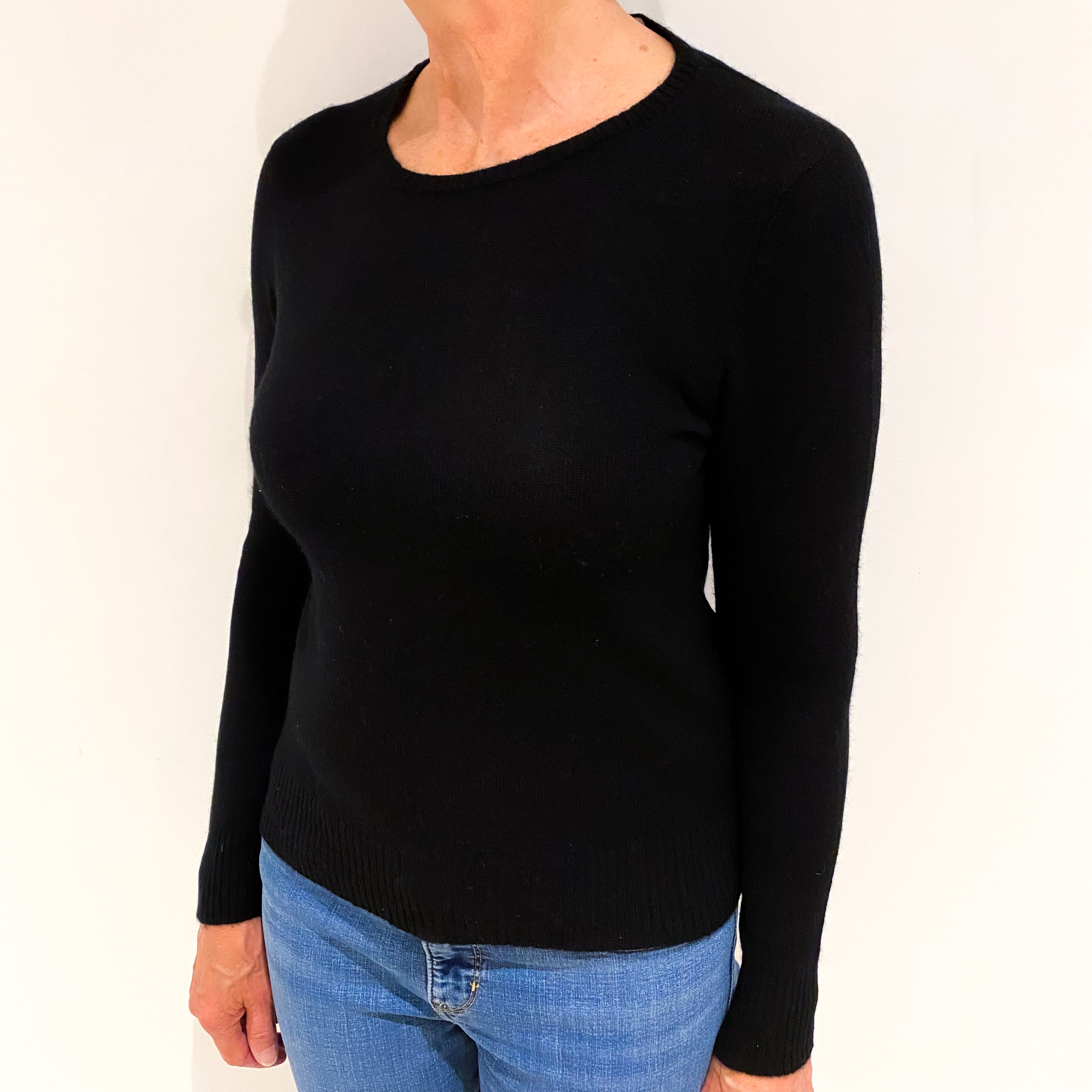 Black Cashmere Crew Neck Jumper Medium