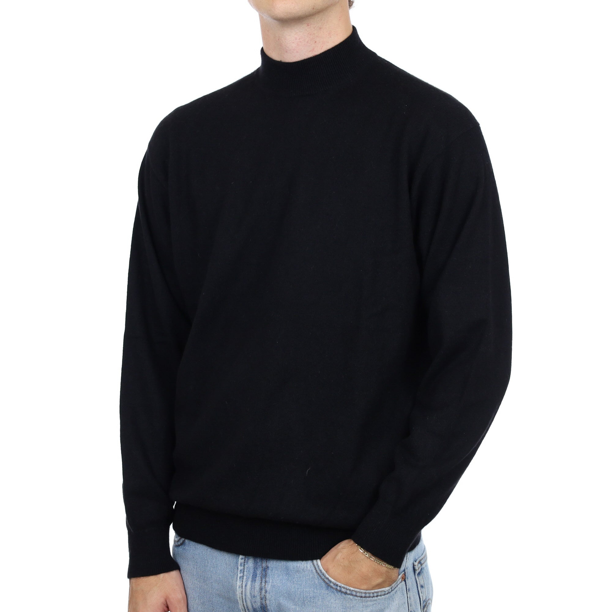 Men's Black Cashmere Turtle Neck Jumper Large