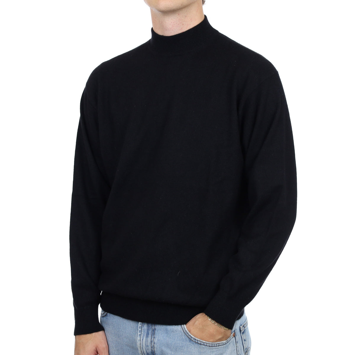 Men's Black Cashmere Turtle Neck Jumper Large