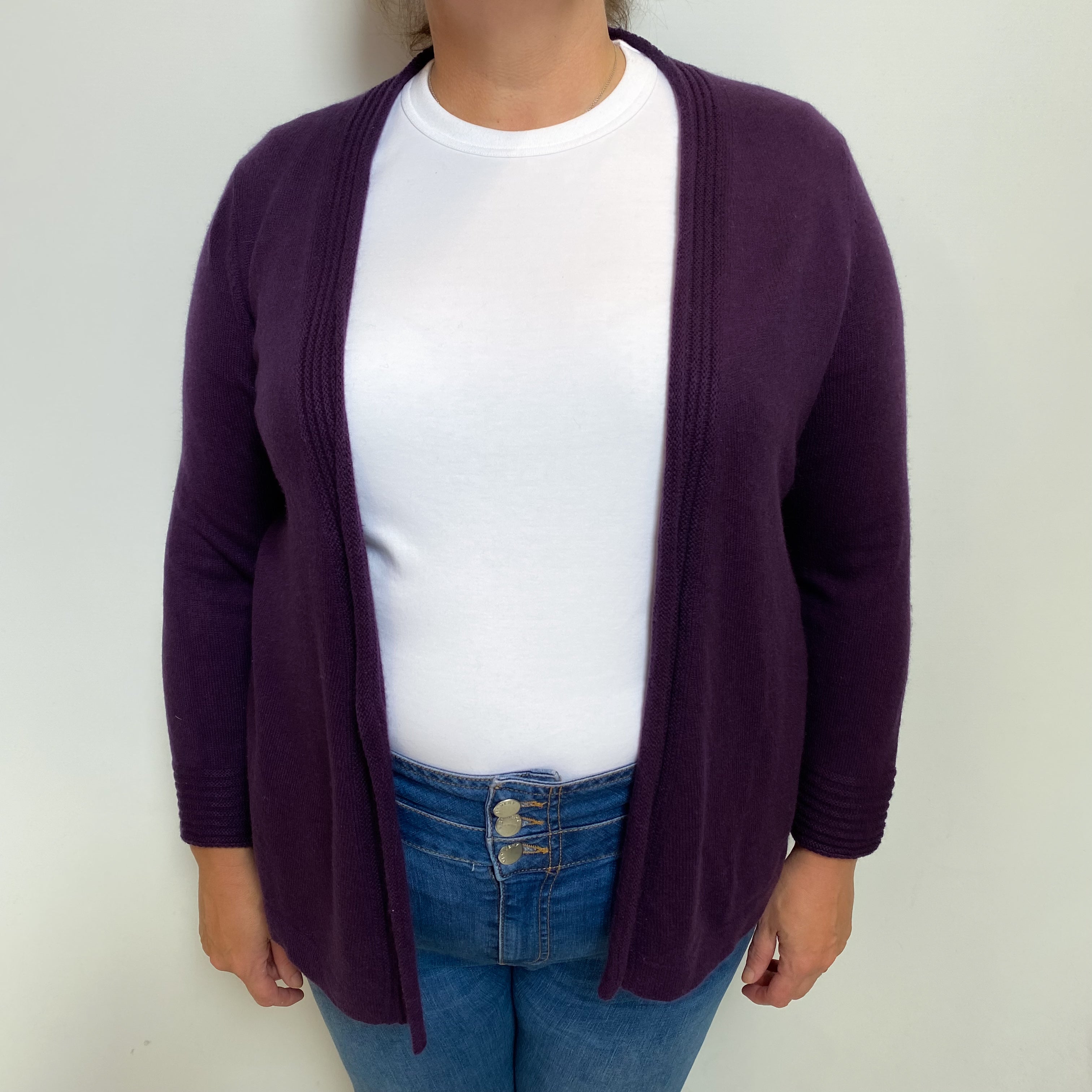 Blueberry Purple Cashmere Edge To Edge Cardigan Extra Large