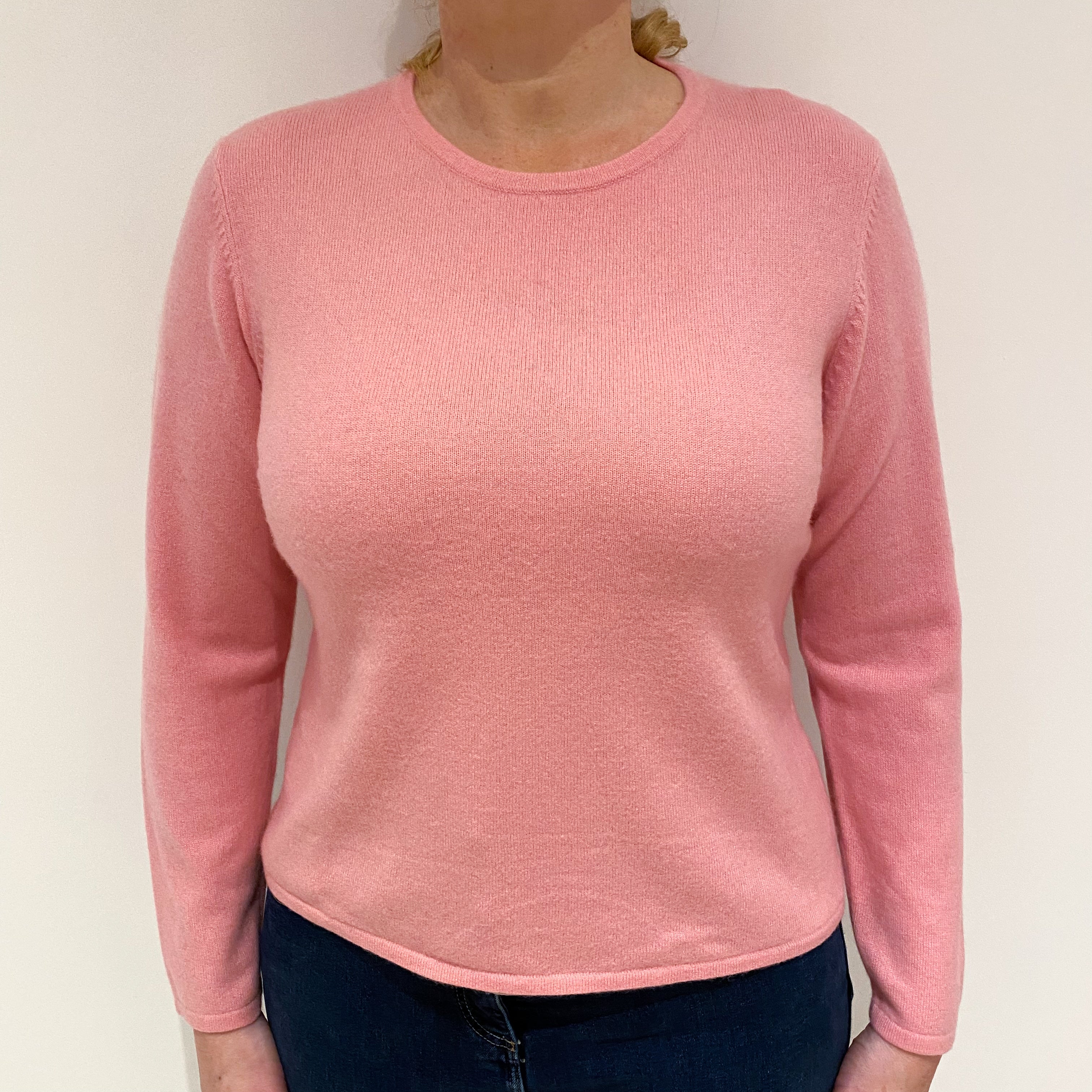Bubblegum Pink Cashmere Crew Neck Jumper Large