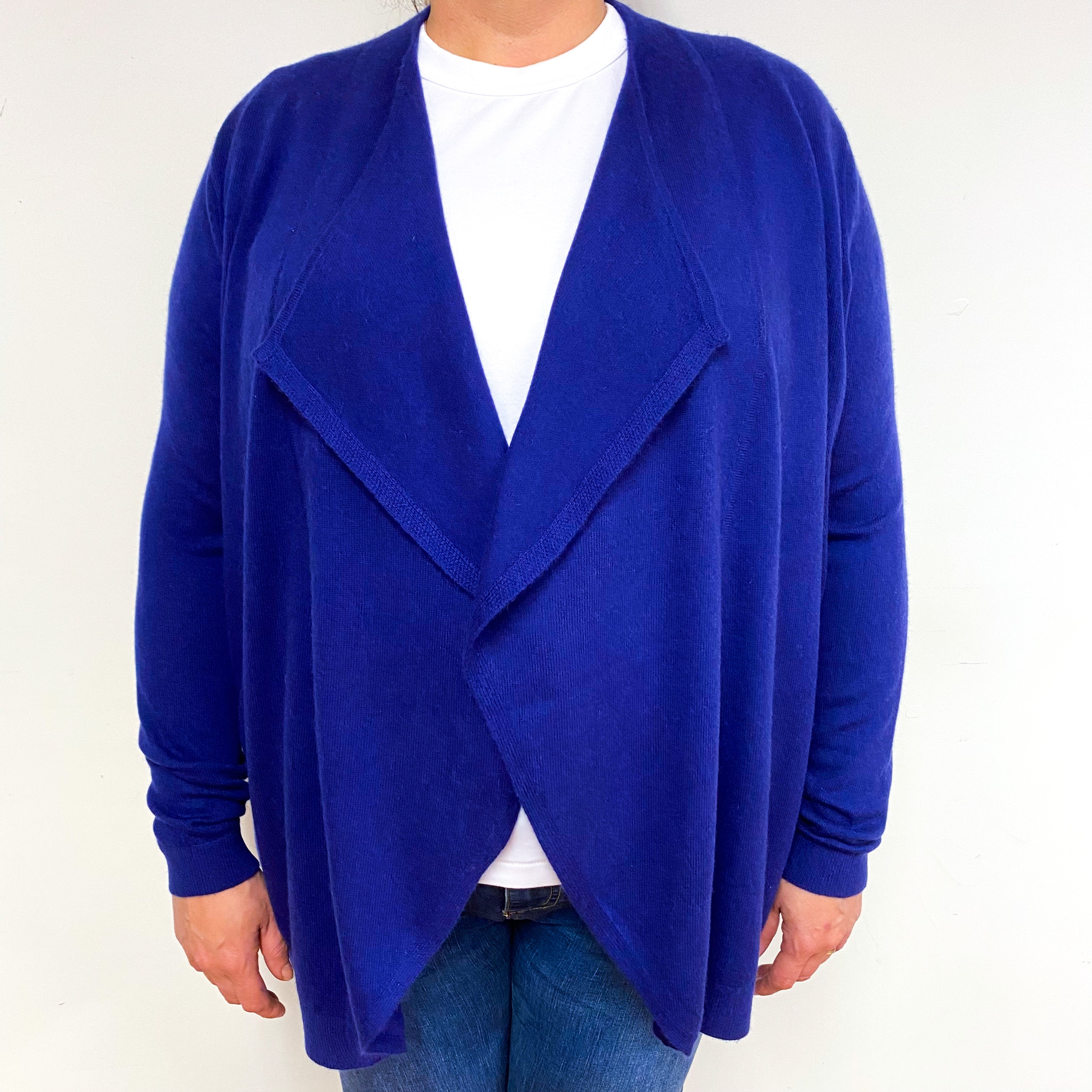 Indigo Blue Cashmere Waterfall Cardigan Extra Large