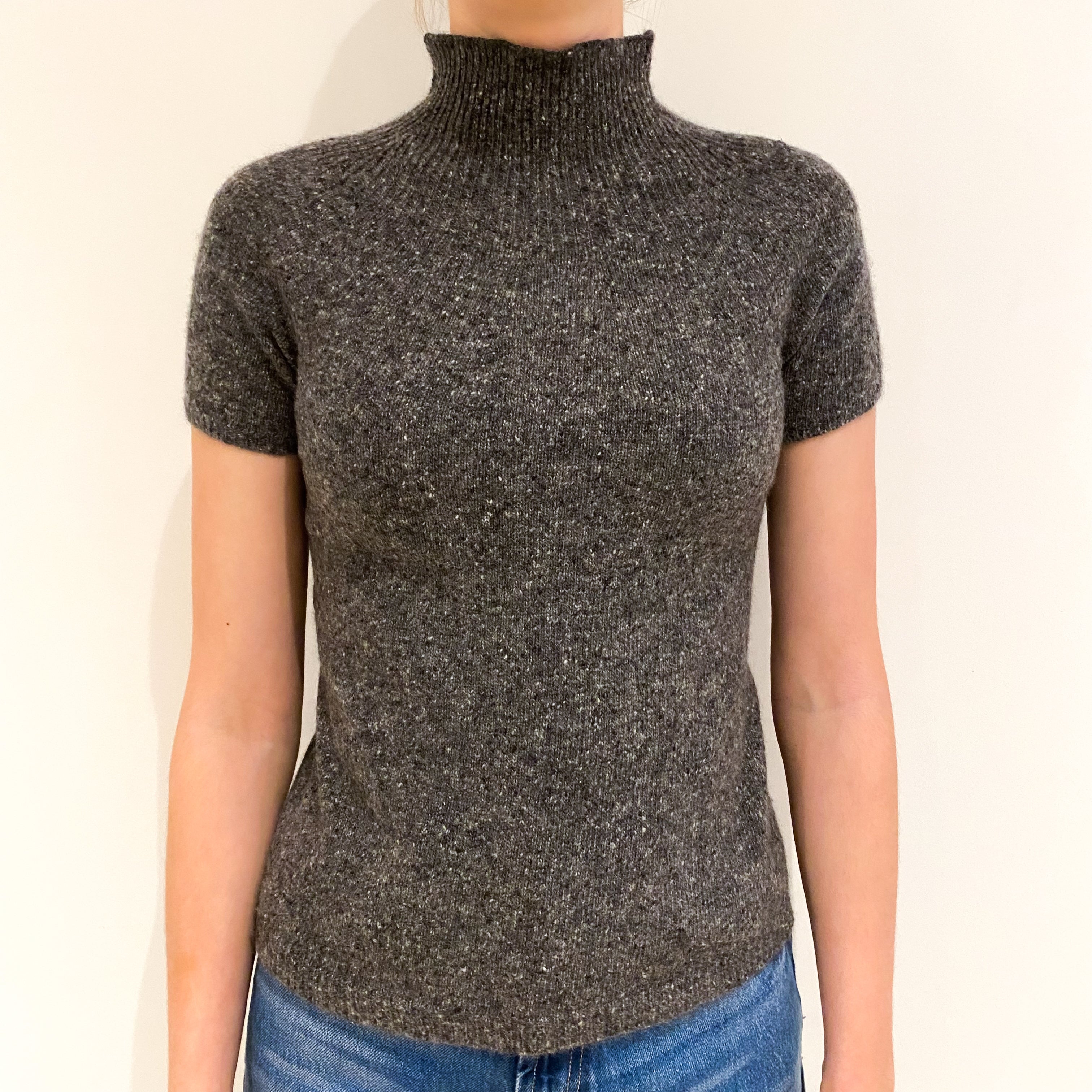 Slate Grey Mark Short Sleeved Polo Neck Jumper Extra Small