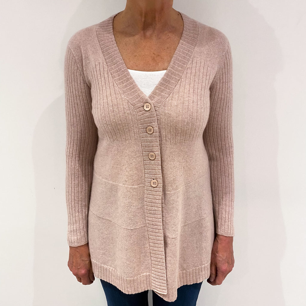 Blush Pink Cashmere V-Neck Cardigan Medium