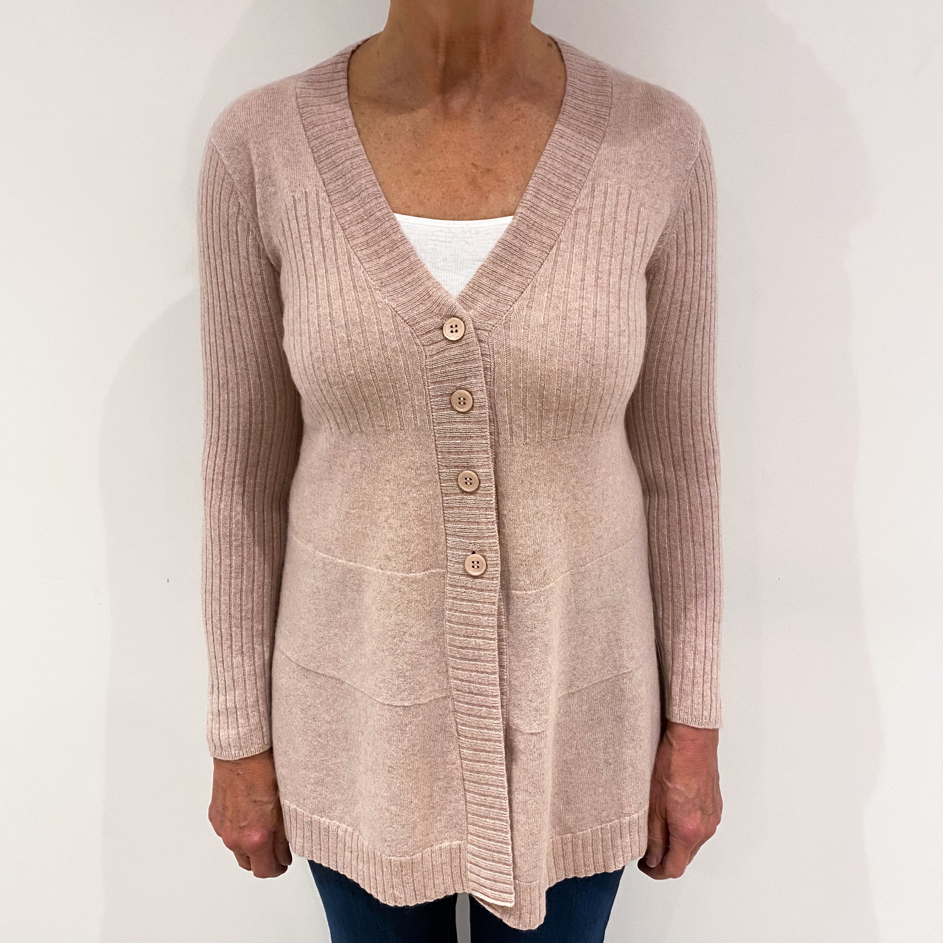 Blush Pink Cashmere V-Neck Cardigan Medium