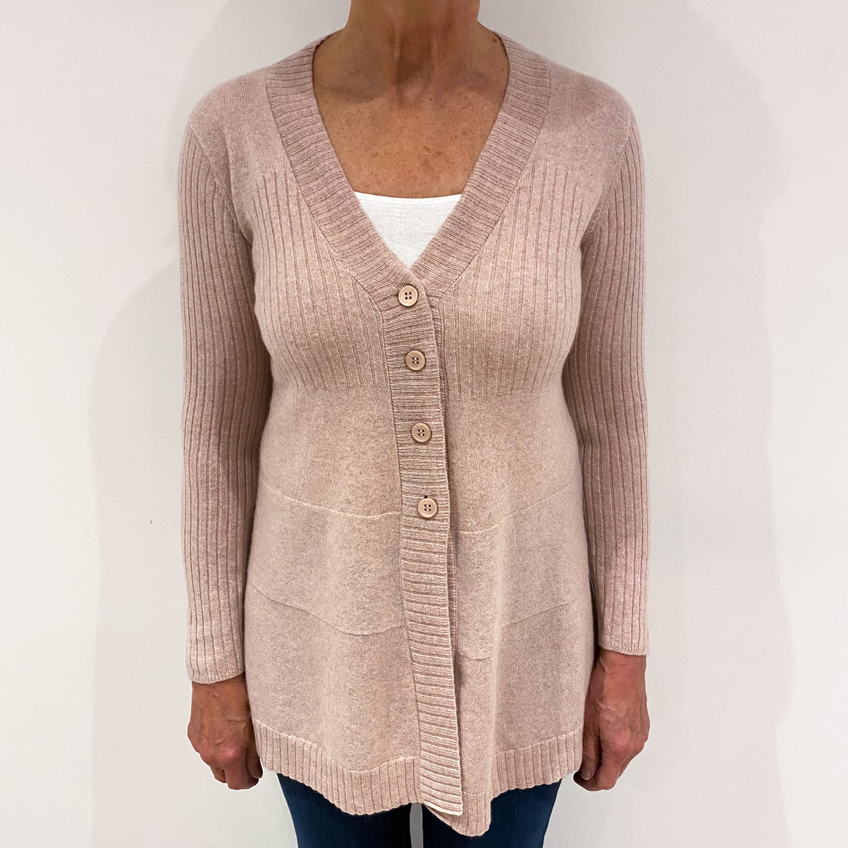 Blush Pink Cashmere V-Neck Cardigan Medium