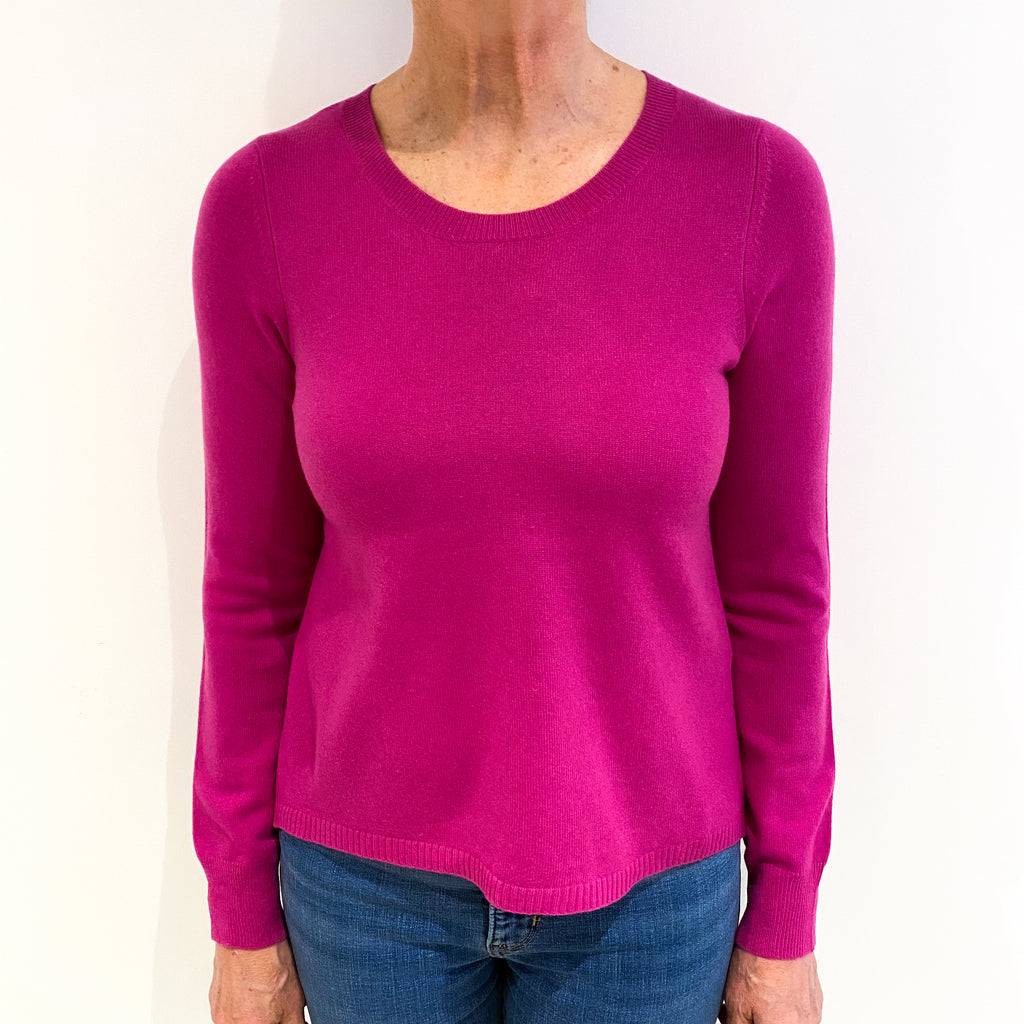 Fuchsia Pink Cashmere Crew Neck Jumper Medium