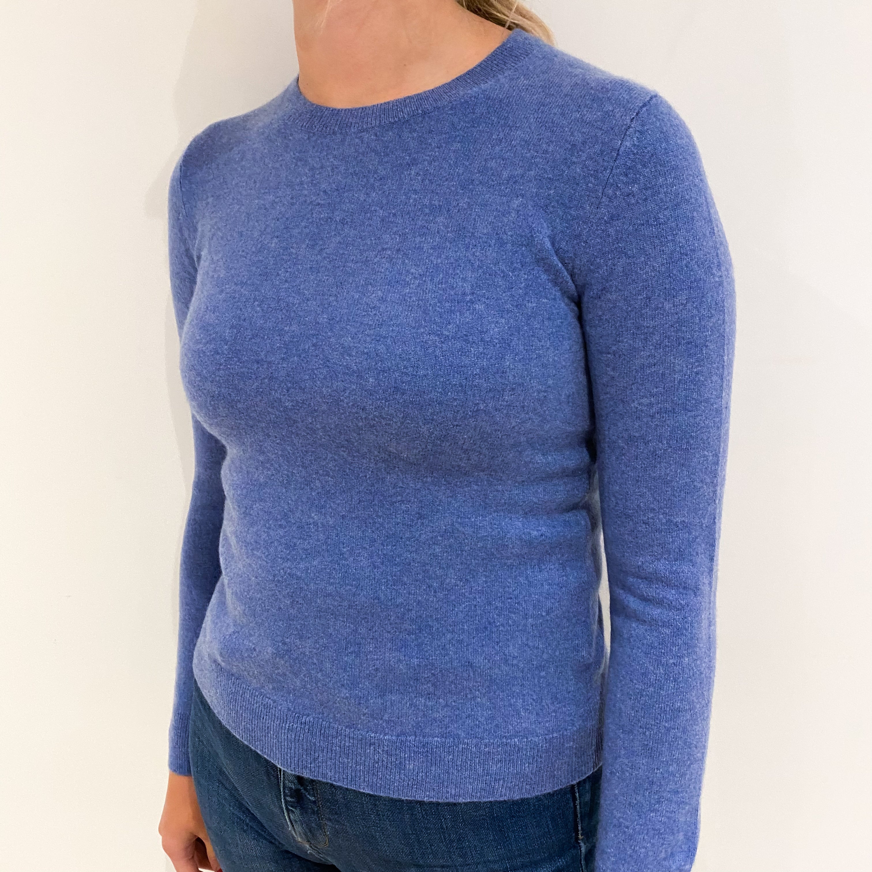 Denim Blue Cashmere Crew Neck Jumper Small