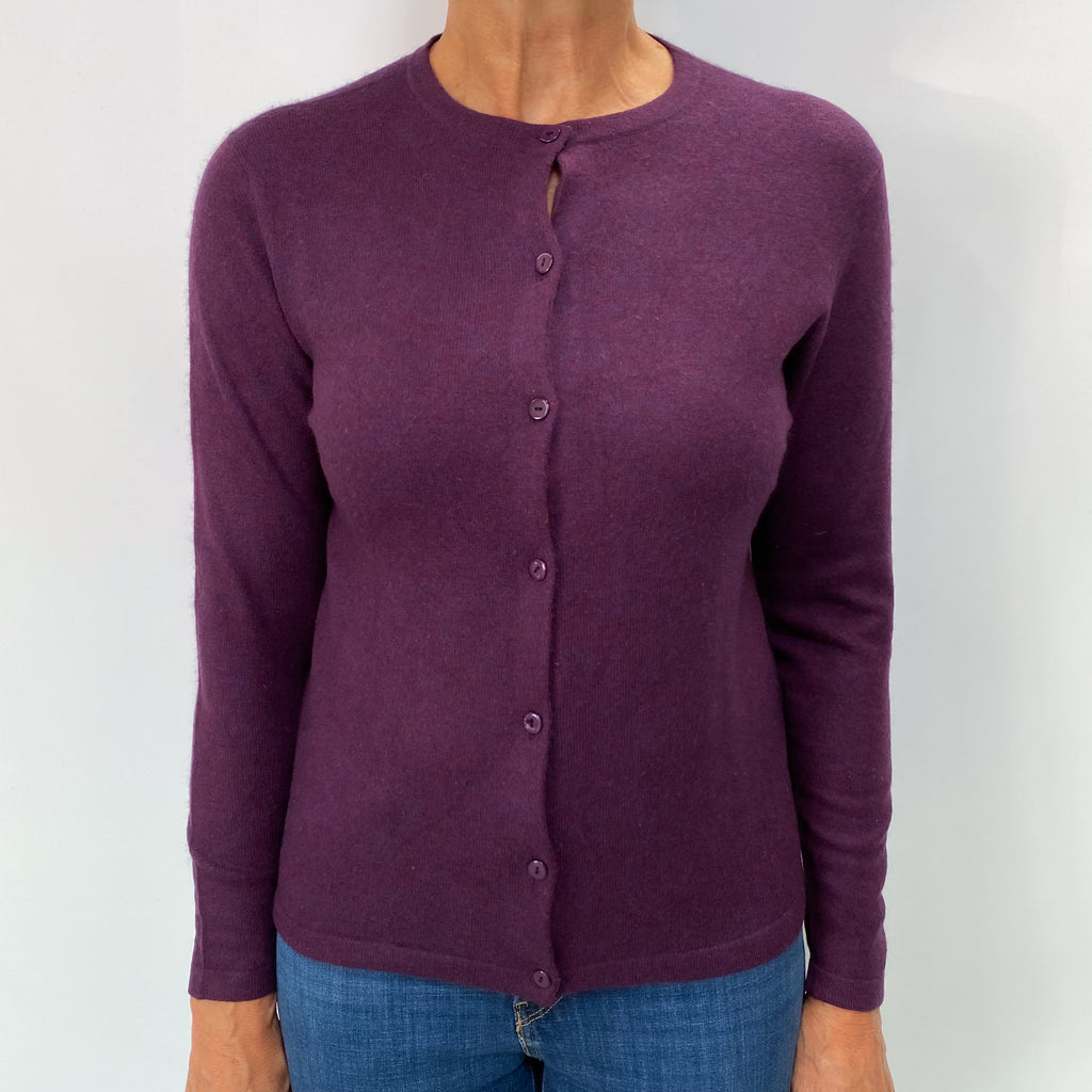 Blueberry Marl Cashmere Crew Neck Cardigan Medium