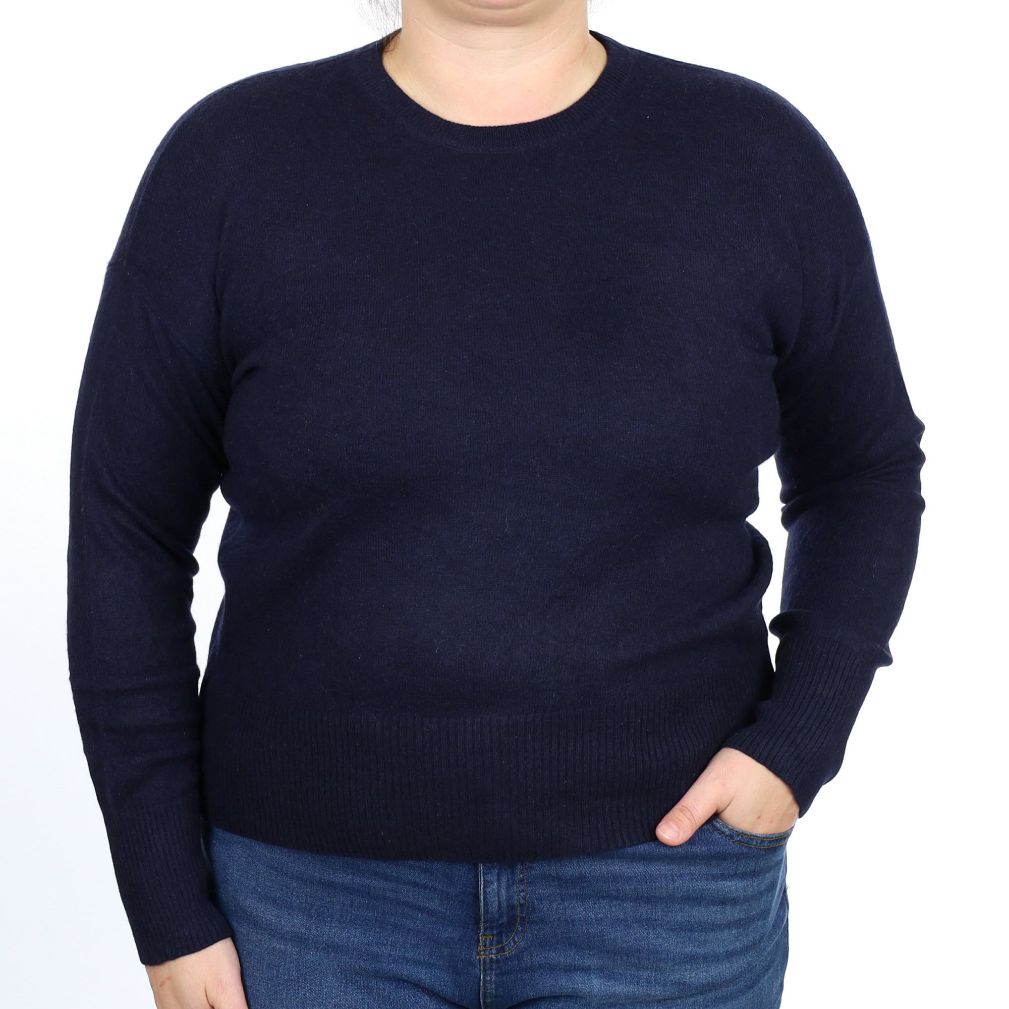 Navy Blue Cashmere Crew Neck Jumper Large