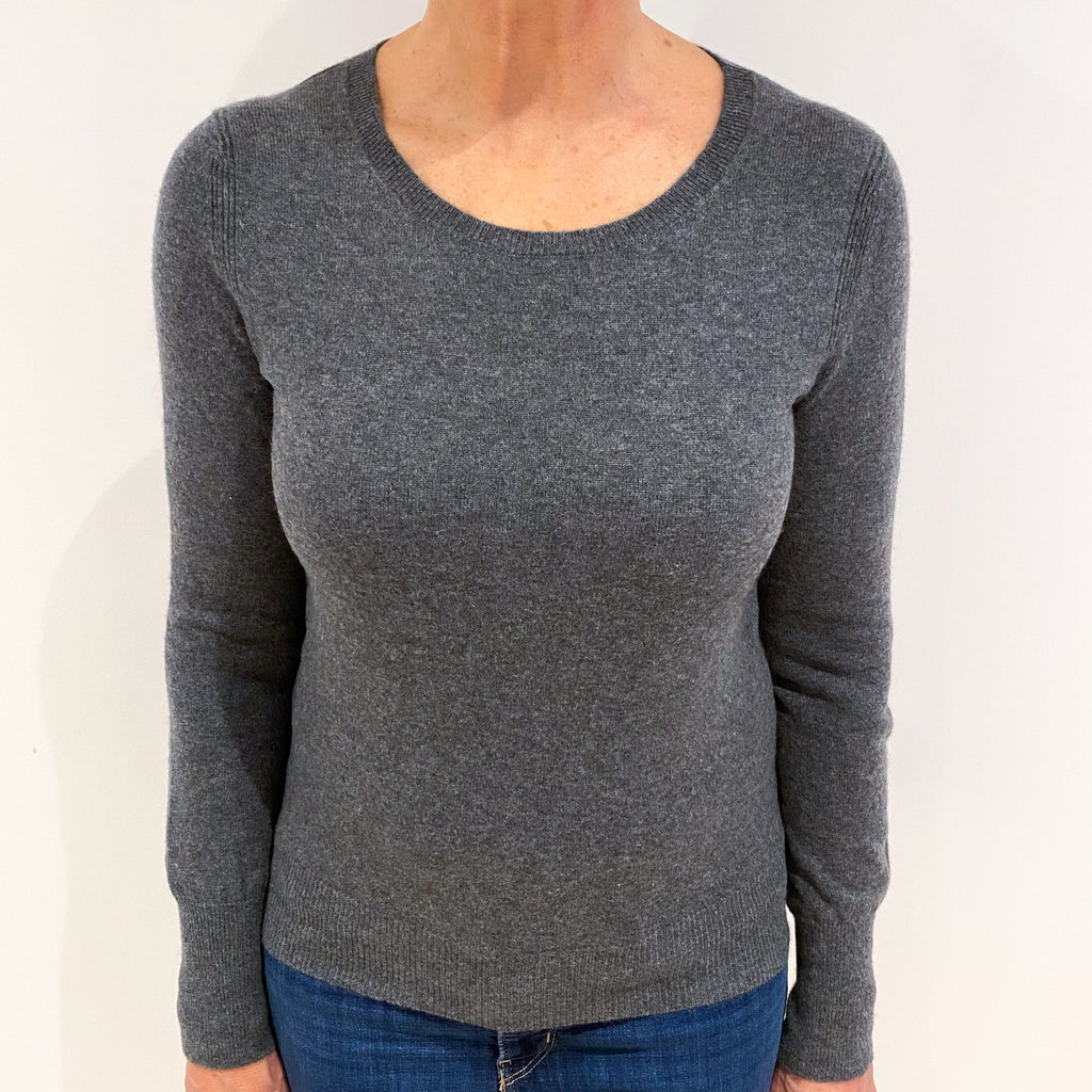 Slate Grey Cashmere Crew Neck Jumper Medium