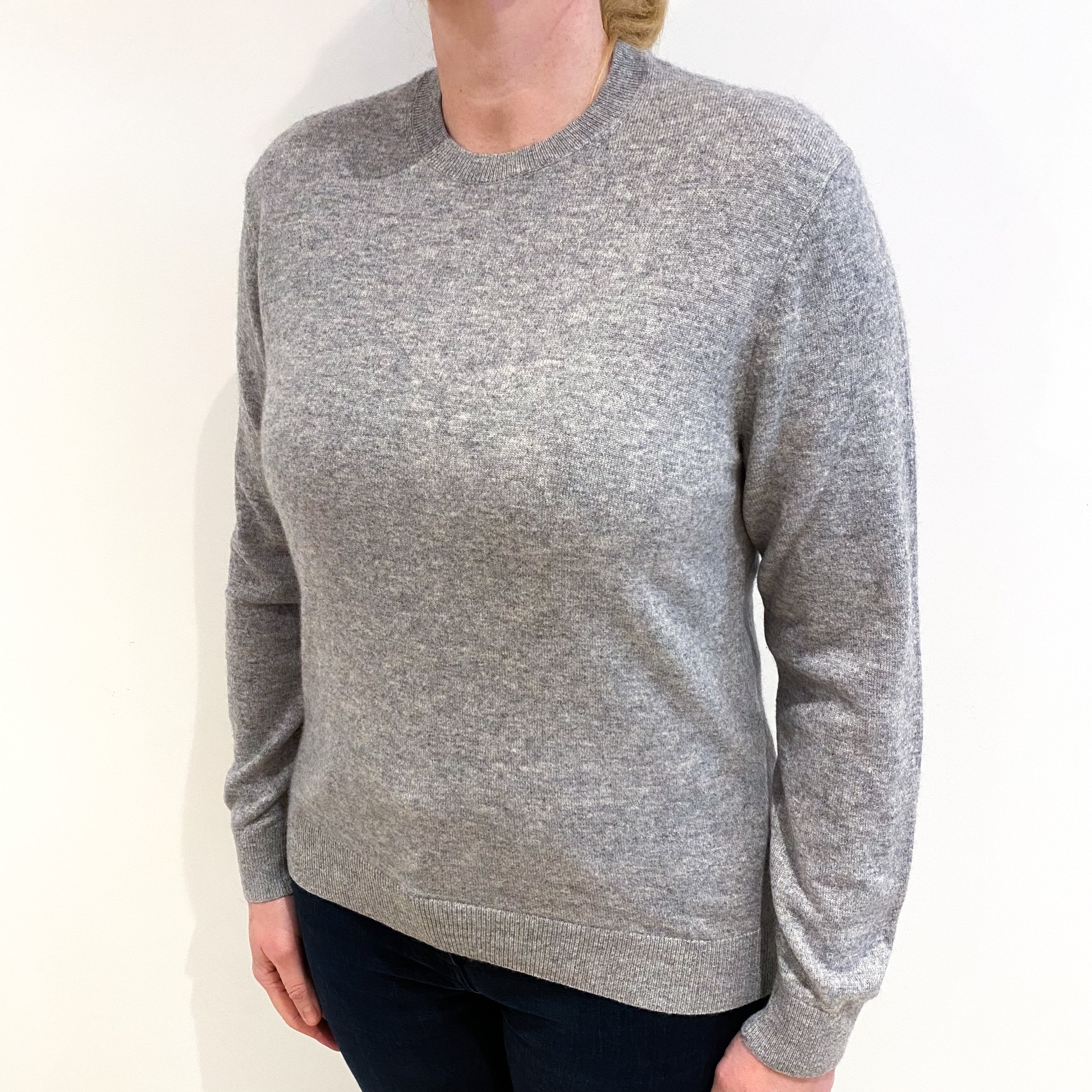 Smoke Grey Cashmere Crew Neck Jumper Large