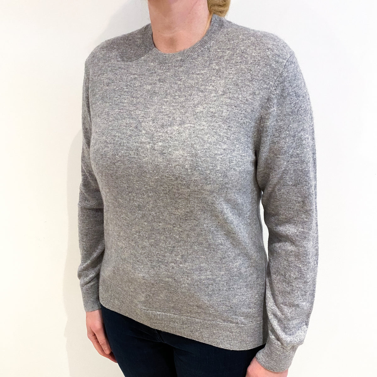 Smoke Grey Cashmere Crew Neck Jumper Large