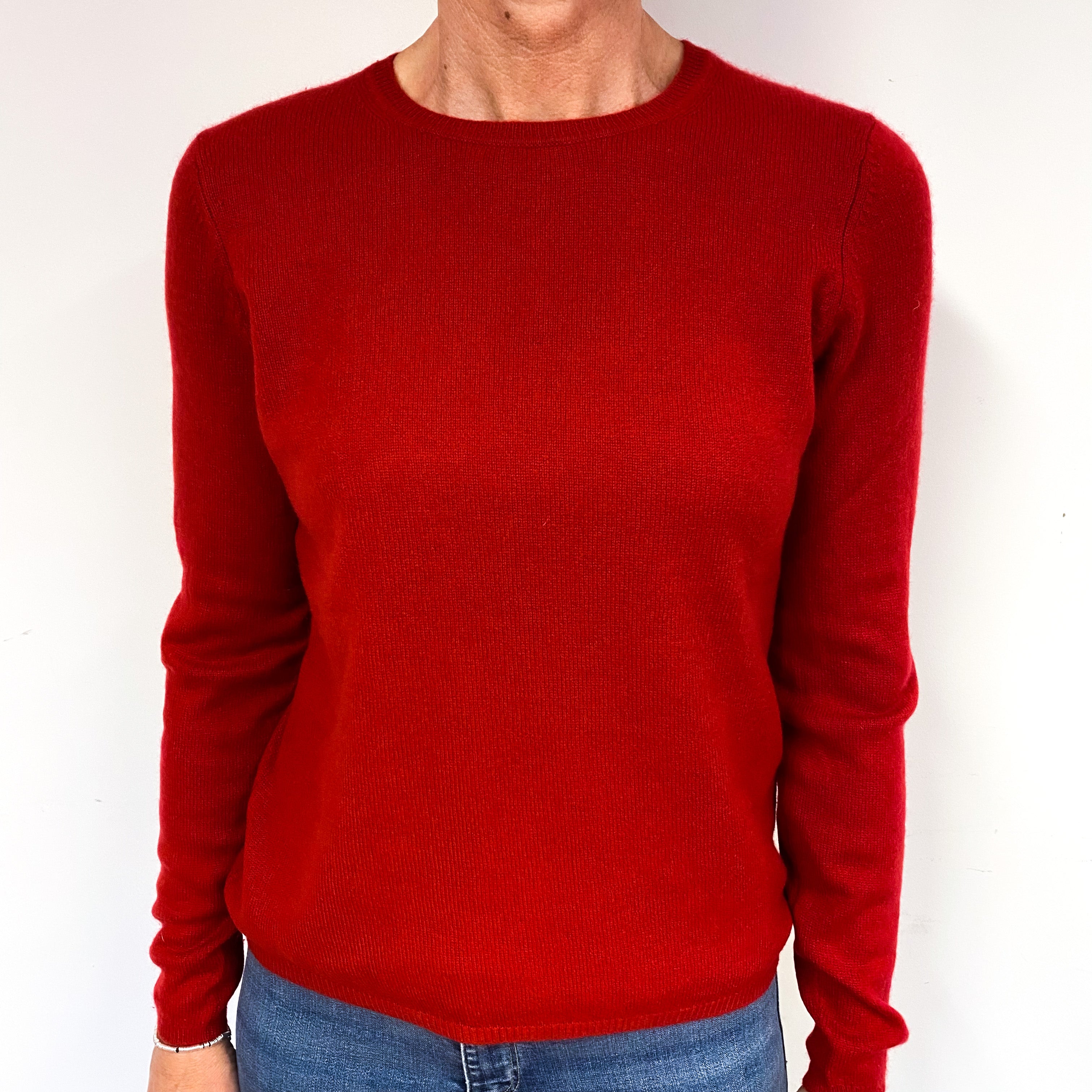 Post Box Red Cashmere Crew Neck Jumper Medium