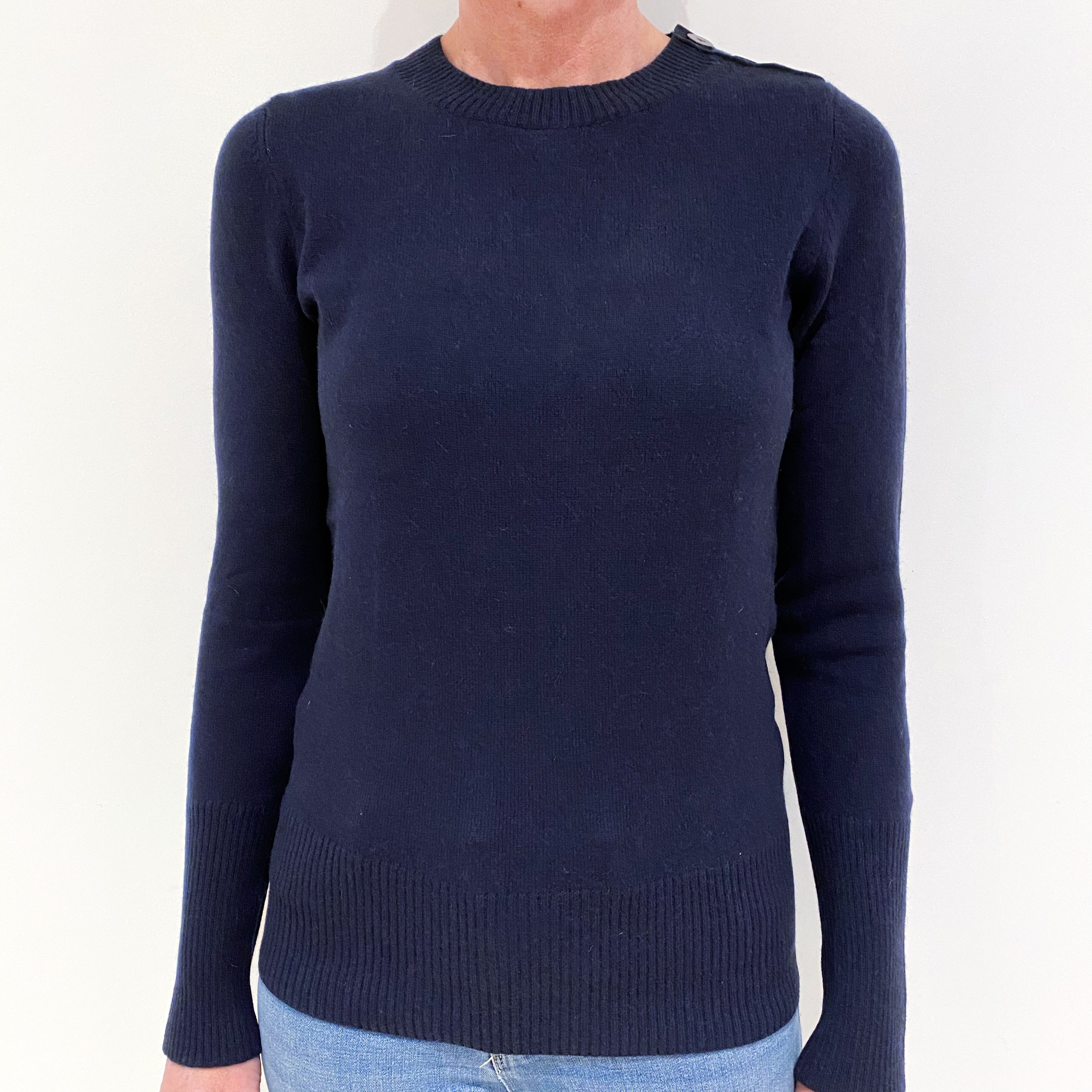 Navy Cashmere Crew Neck Jumper Small