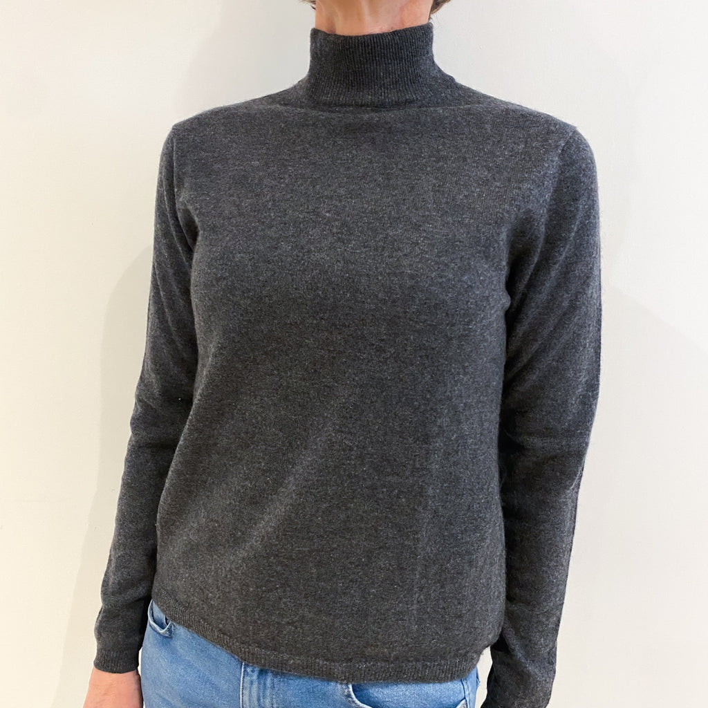 Slate Grey Cashmere Turtle Neck Jumper Small