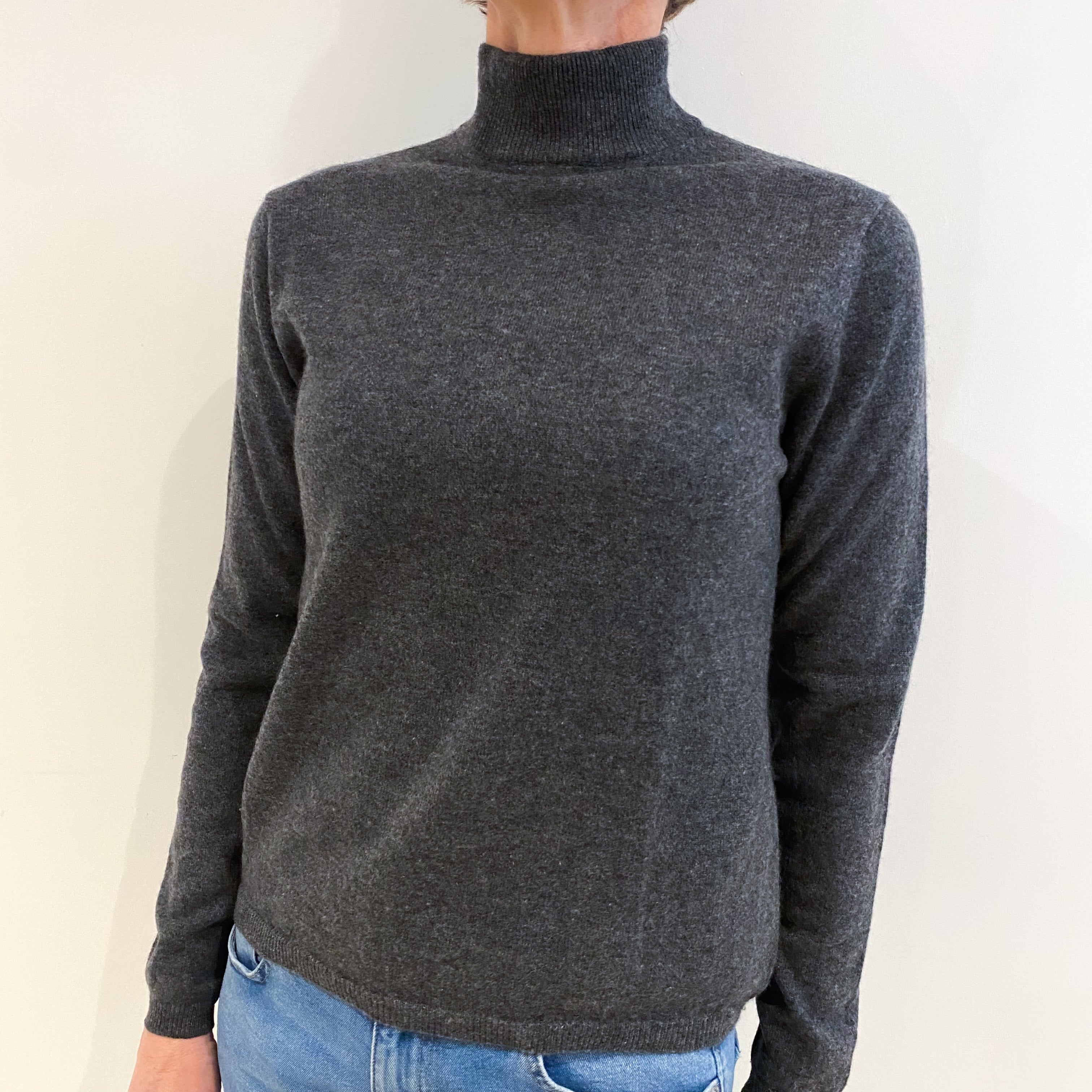 Slate Grey Cashmere Turtle Neck Jumper Small