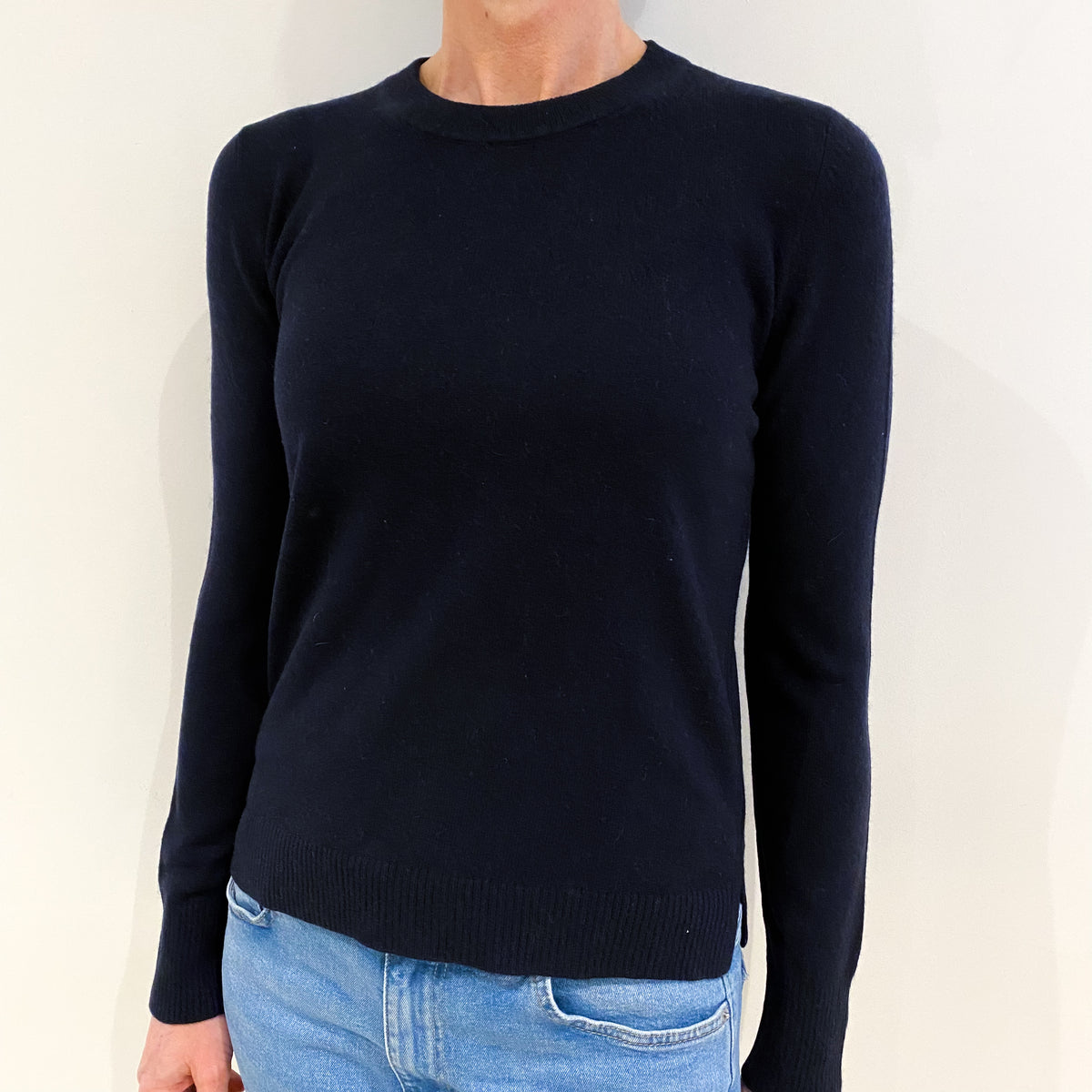 Navy Blue Cashmere Crew Neck Jumper Small