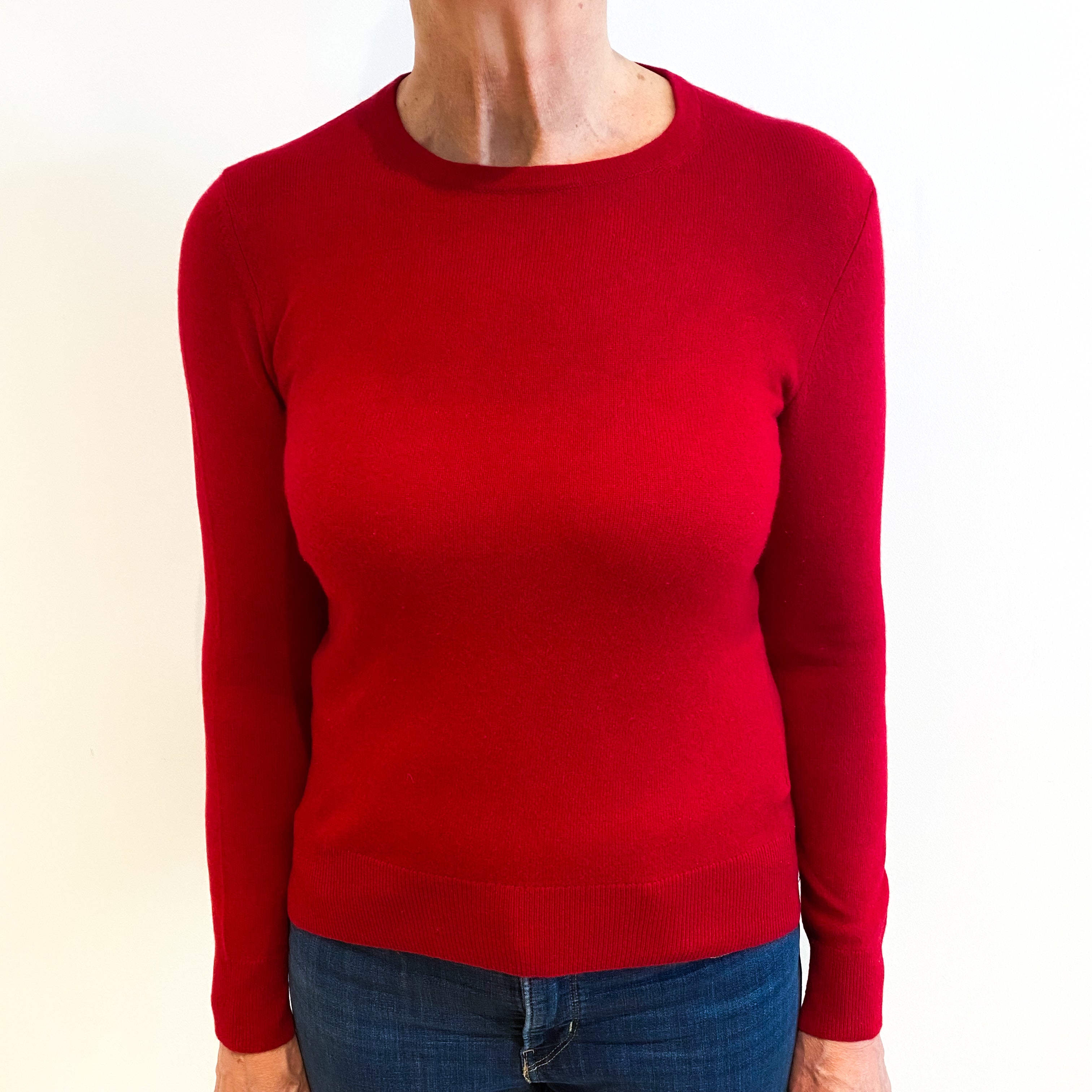 Post Box Red Cashmere Crew Neck Jumper Medium