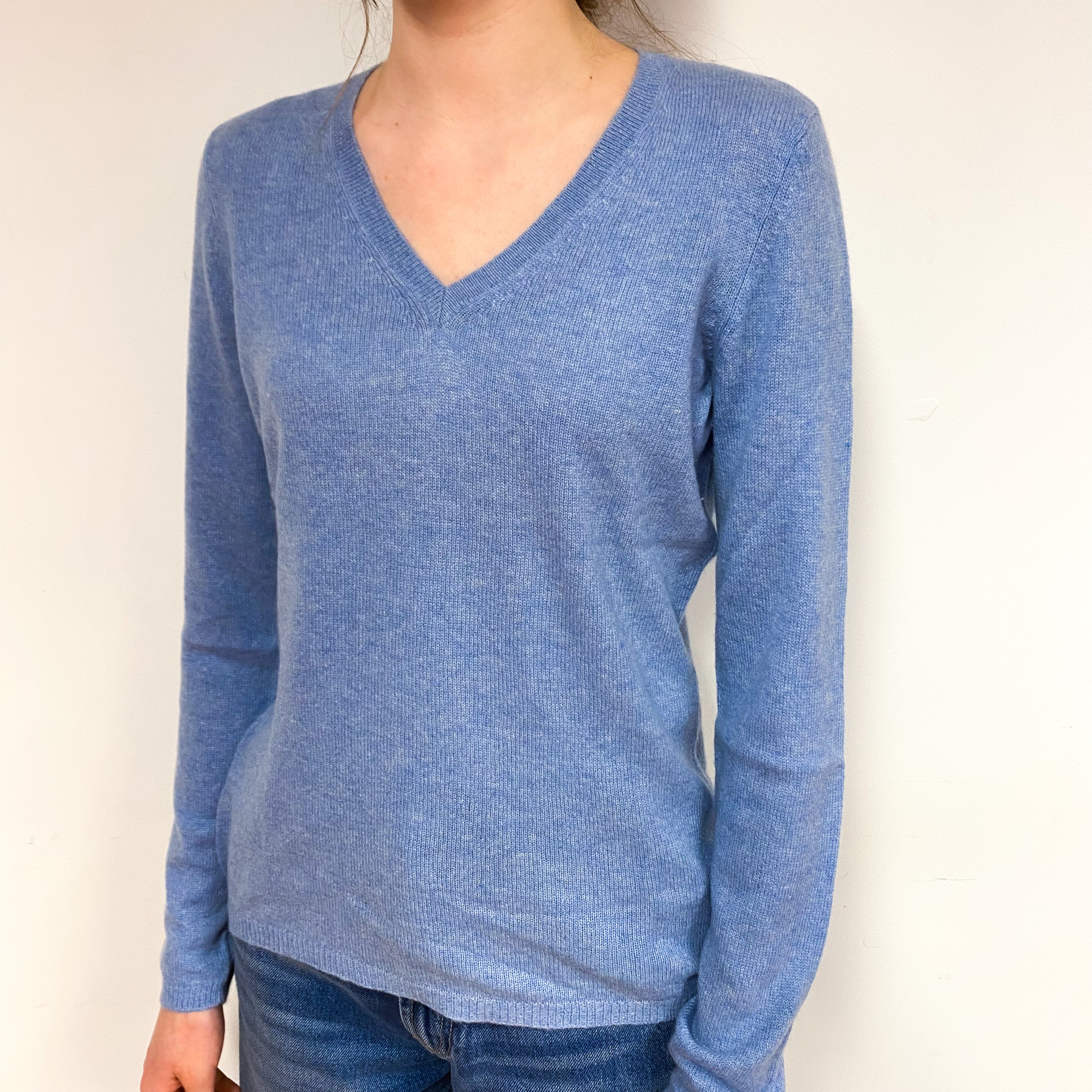 Sky Blue Lightweight Cashmere V-Neck Jumper Extra Small