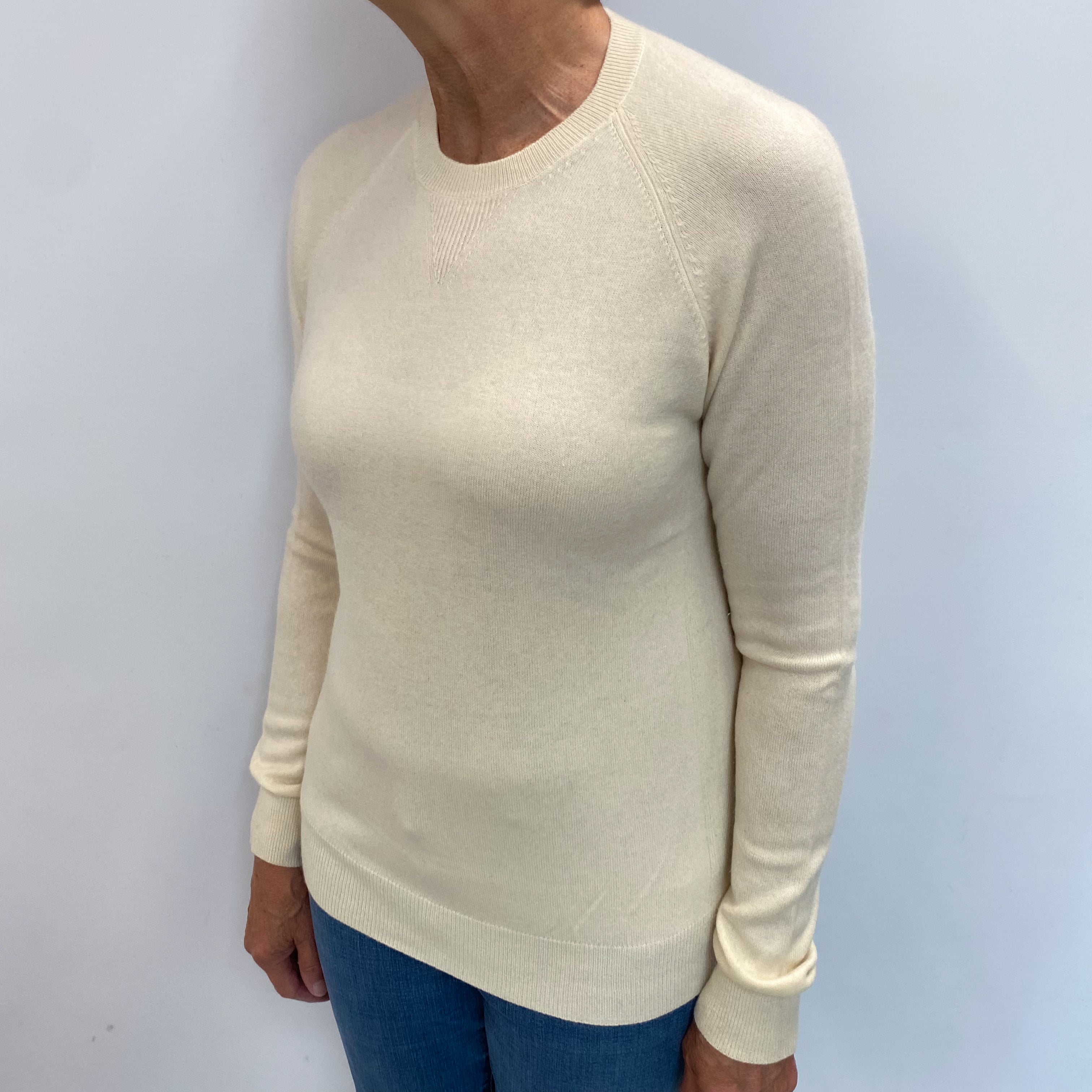 Vanilla Cream Cashmere Crew Neck Jumper Medium