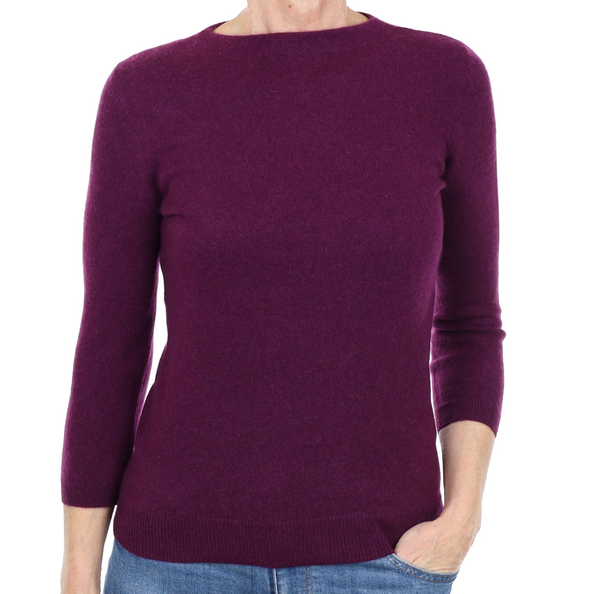 Mulberry Purple Cashmere Crew Neck Jumper Small